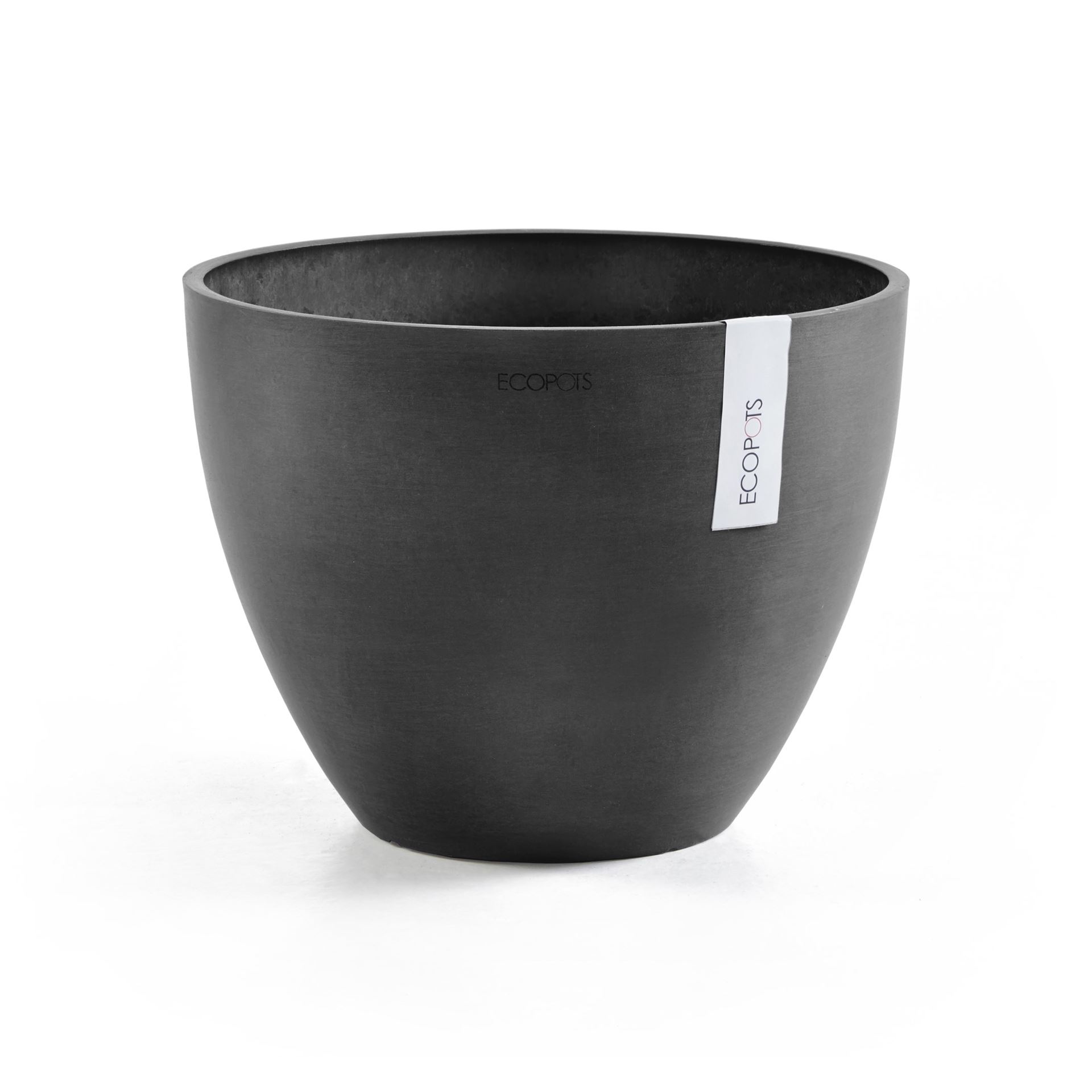 Ecopots Antwerp 50 - Dark Grey - Ø50 x H38,8 cm - Round dark gray flowerpot