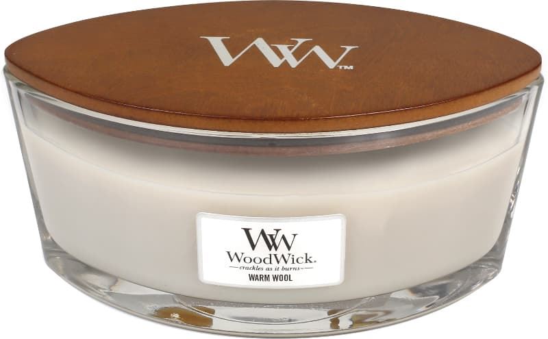 WoodWick - Ellipse HearthWick Flame scented candle - Warm Wool - Up to 50 burn hours