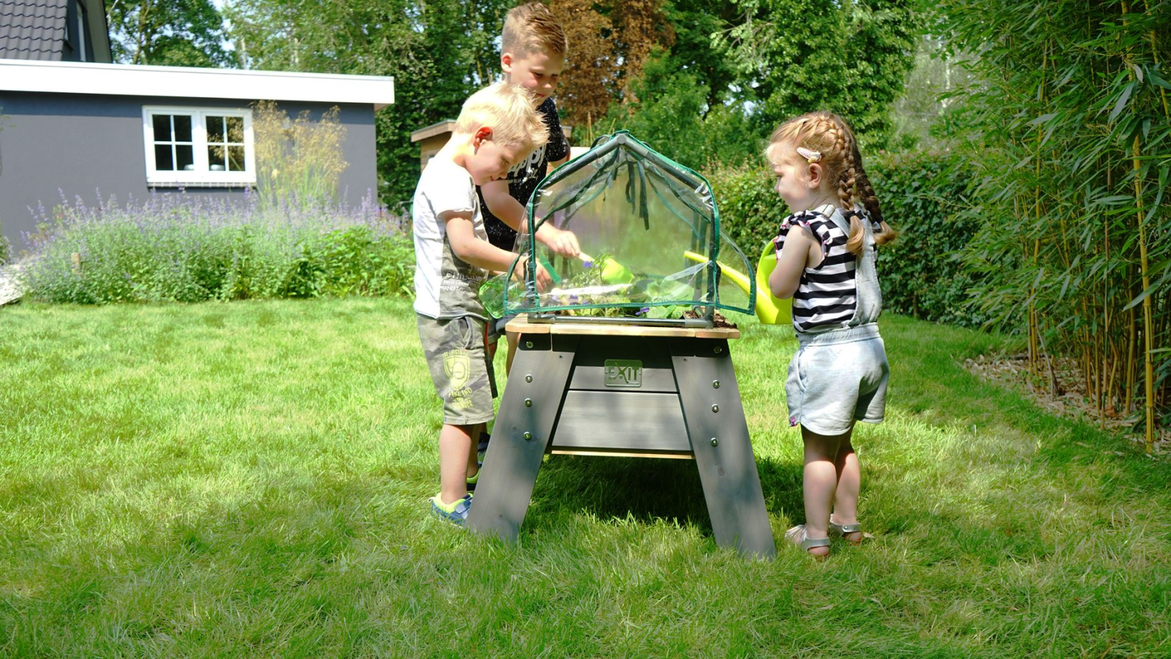 EXIT Aksent grow table L with greenhouse and garden tools