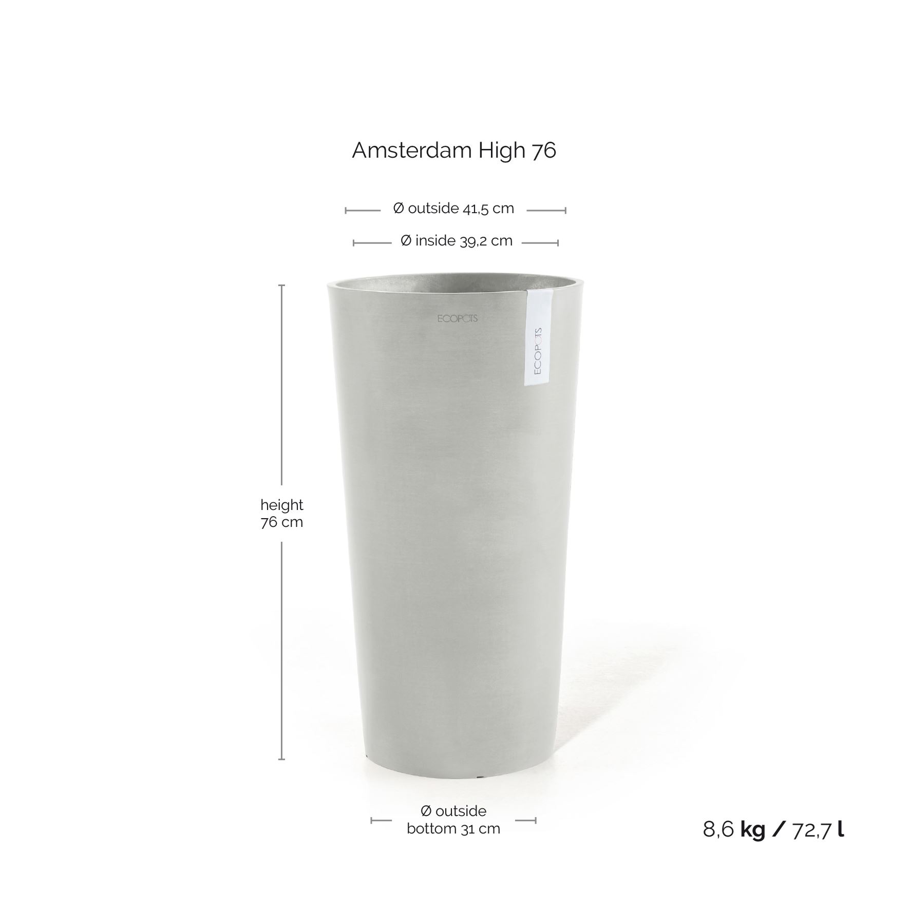 Ecopots-amsterdam-high-white-grey-41-cm-H76-cm