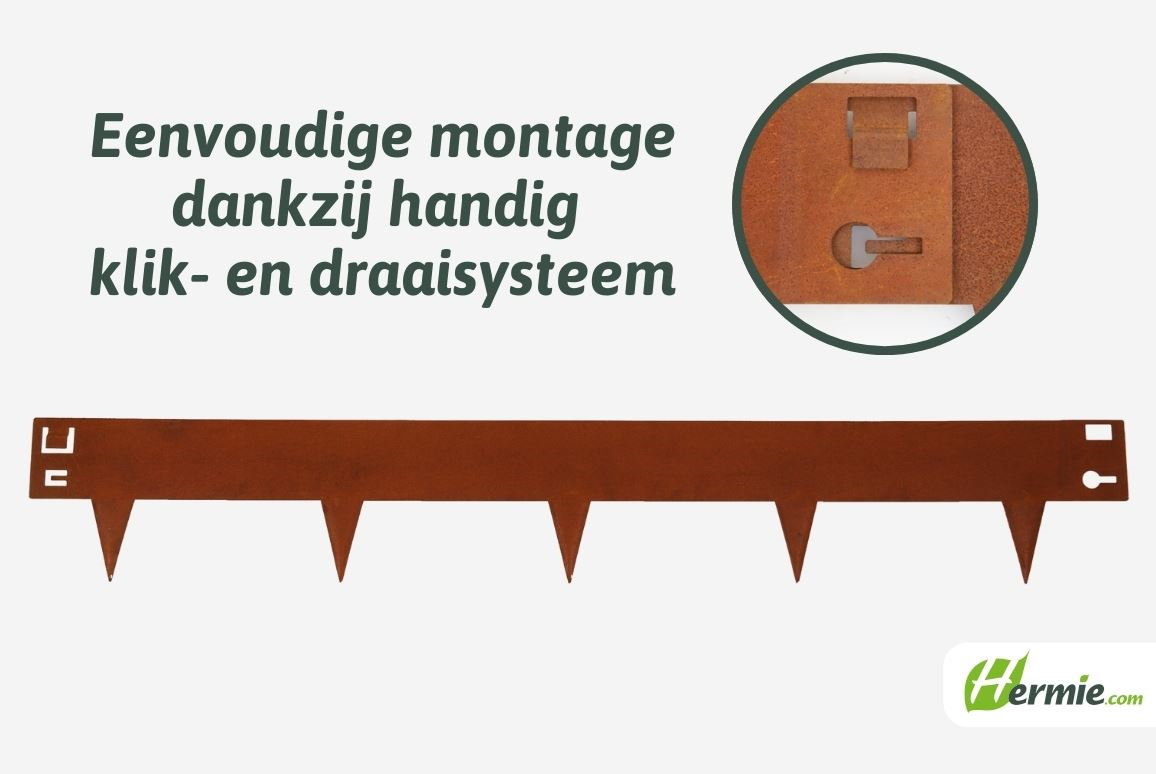 Démarcation en acier corten Famiflora - H : 16cm x L : 100cm - Epaisseur 1,5mm - Acier corten SPA-H