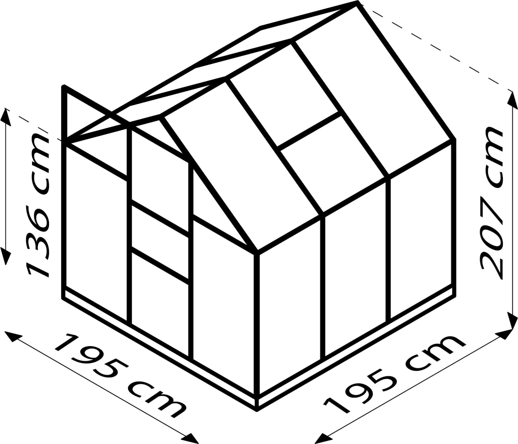 Serre Vitavia Planet 3.8m² avec verre de sécurité - Vert foncé - Avec porte coulissante simple (B61 cm) et fondation