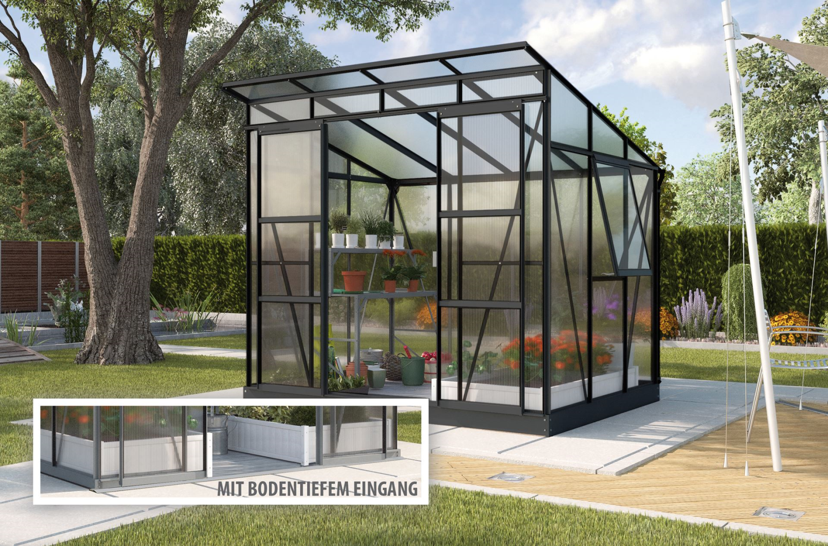 Vitavia Playa serre - 5,9m² - met 6 mm polycarbonaat - Zwart