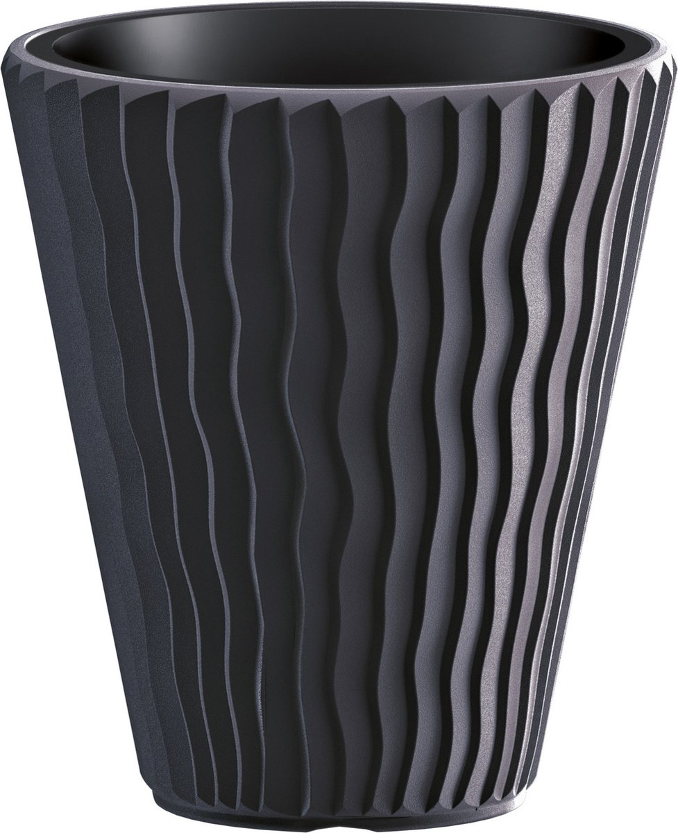 Prosperplast Sandy Flower Pot - Anthracite - Ø 39 cm - Avec pot intérieur
