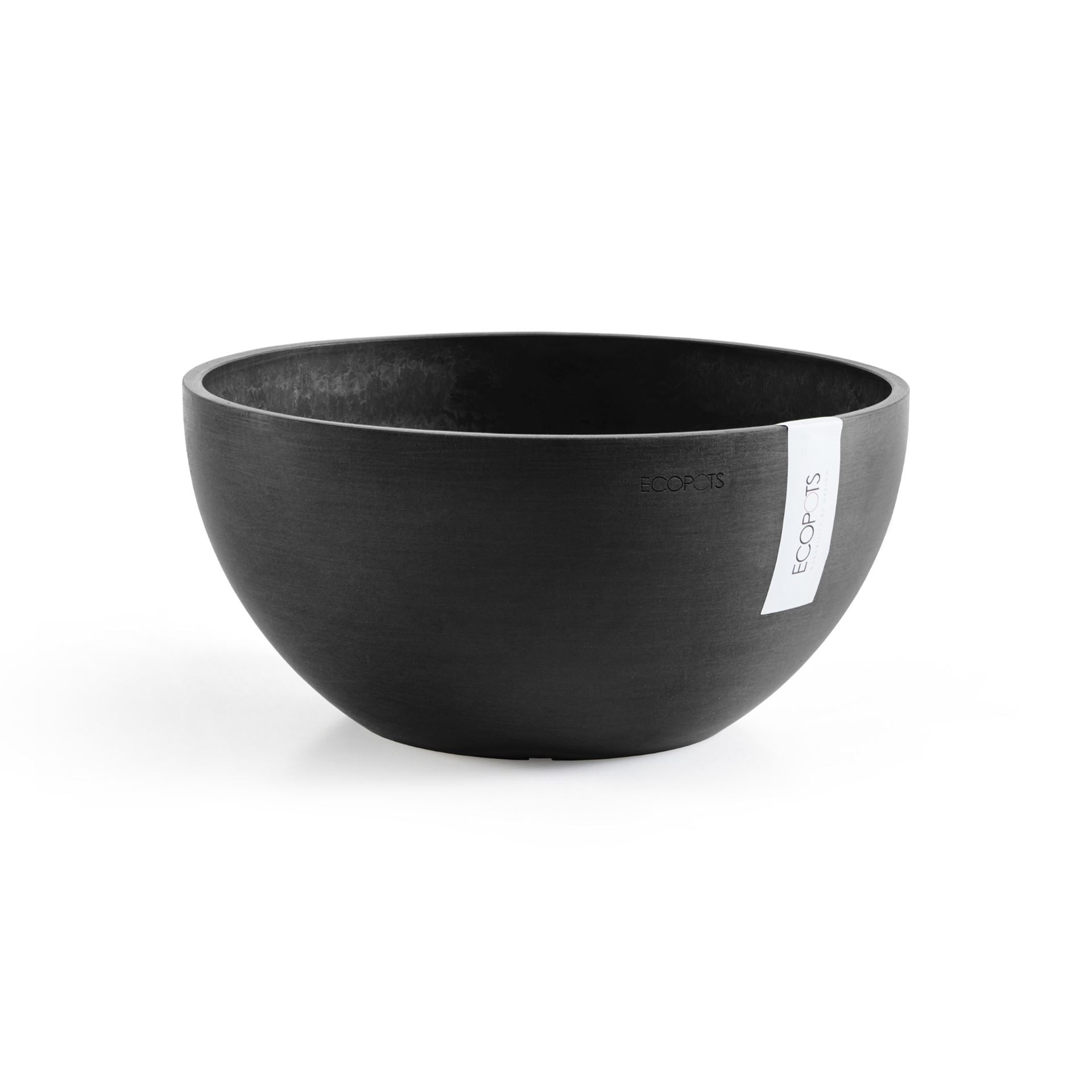 Ecopots Brussels 35 - Dark Grey - Ø35 x H16,7 cm - Round dark gray flowerpot