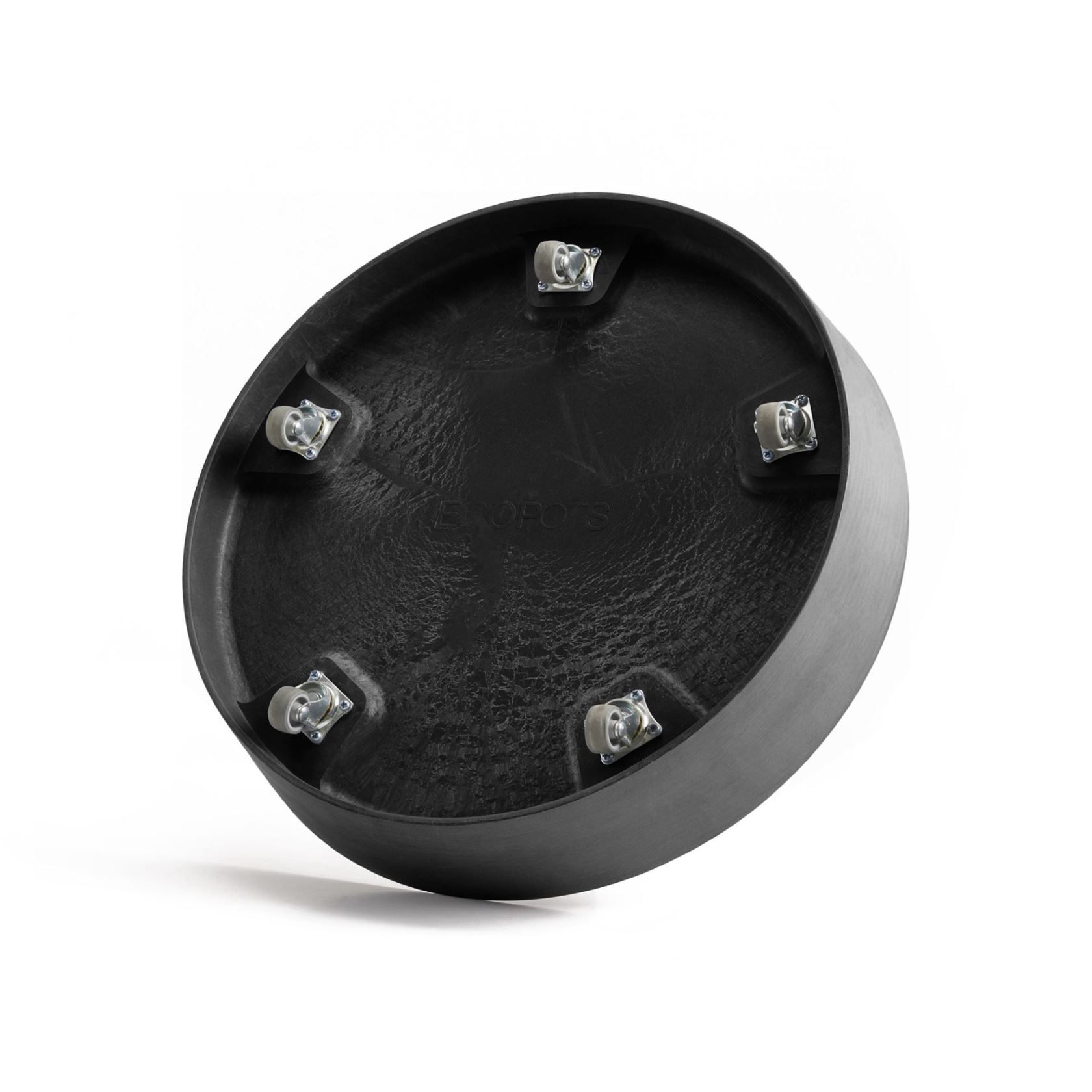 Ecopots-onderschotel-rond-met-wielen-dark-grey-60-cm-H9-cm