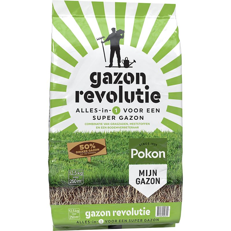 Pokon gazonmeststof 12,5kg voor 250m² - Gazon Revolutie - 3-in-1