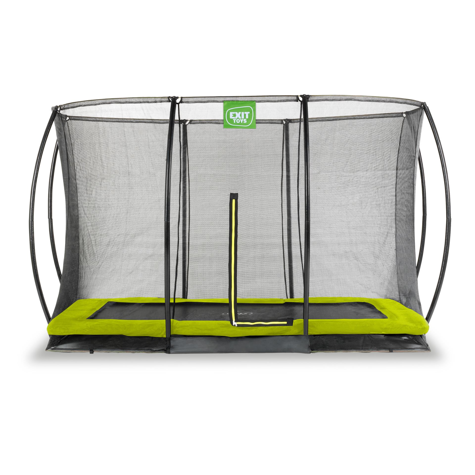 EXIT-Silhouette-inground-trampoline-244x366cm-met-veiligheidsnet-groen