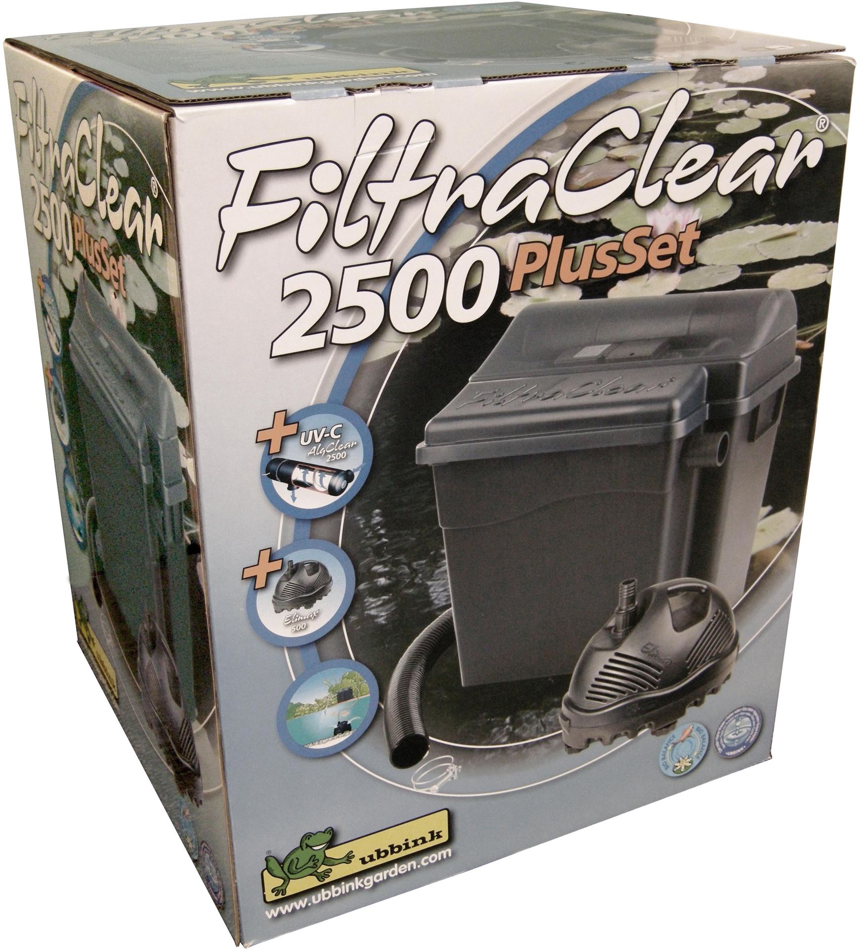 FiltraClear-2500-PlusSet-biologisch-mechanische-filtersysteem-met-2-kamers-UVC-5w-Elimax-500-filterm