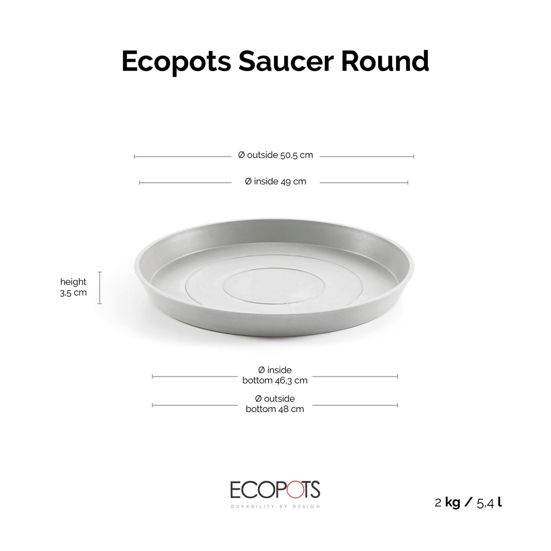 Ecopots-onderschotel-rond-white-grey-50-5-cm-H3-5-cm