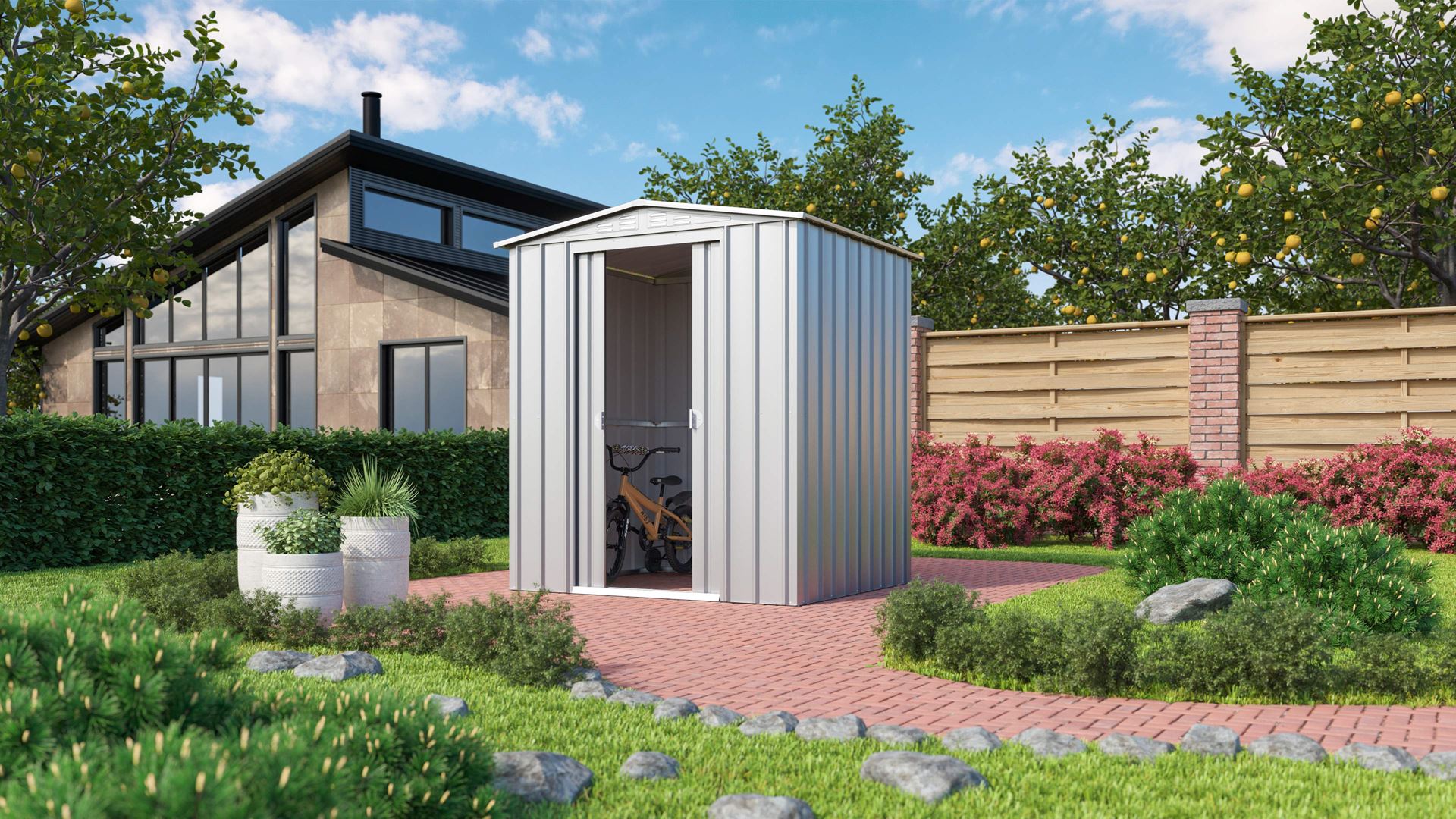 Tuinberging-Dream-65-zilver-metallic-Tuinberging-metaal-B171-x-L144-x-H193-cm