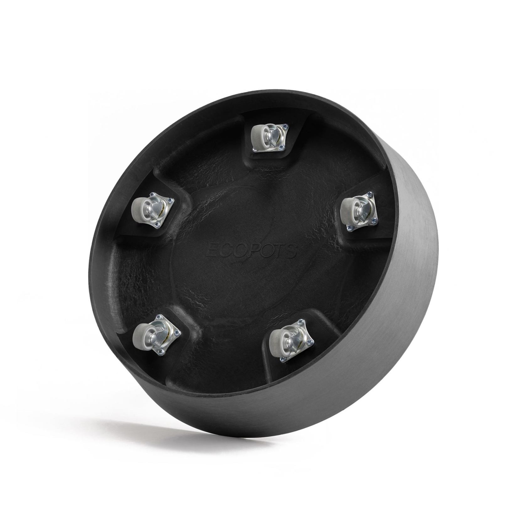 Soucoupe à roulettes Ecopots - Ronde - Gris foncé - Diamètre 34,1 x H9 cm