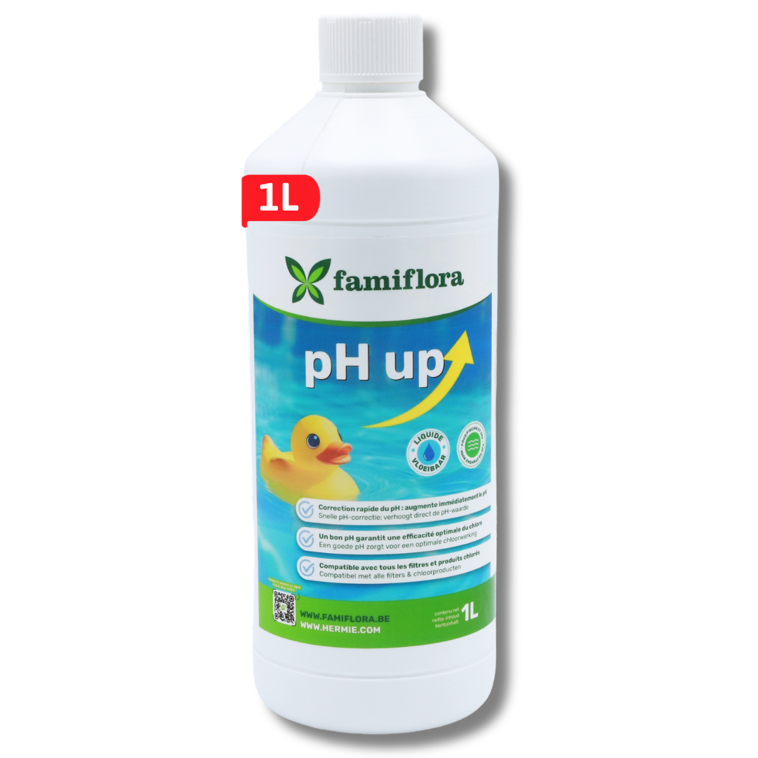 Famiflora pH up liquid 1L - augmente le niveau de pH de votre piscine ou spa !