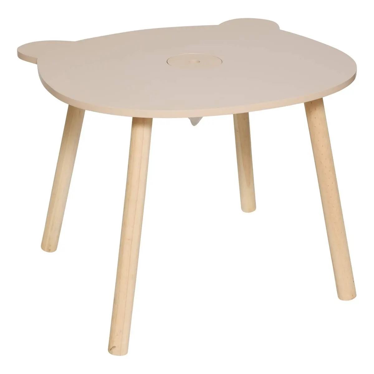 Atmosphera Kids Kindertafel – Teddybeer – Ø60xH48 cm – Beige – Hout – Speeltafel/Tekentafel