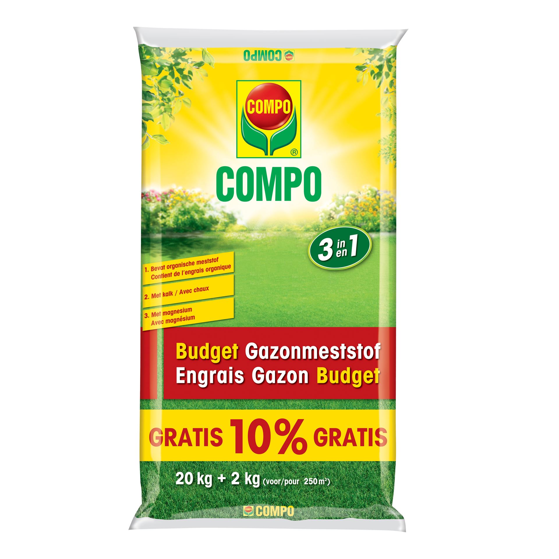 Compo budget gazonmeststof - 20 kg + 2 kg gratis