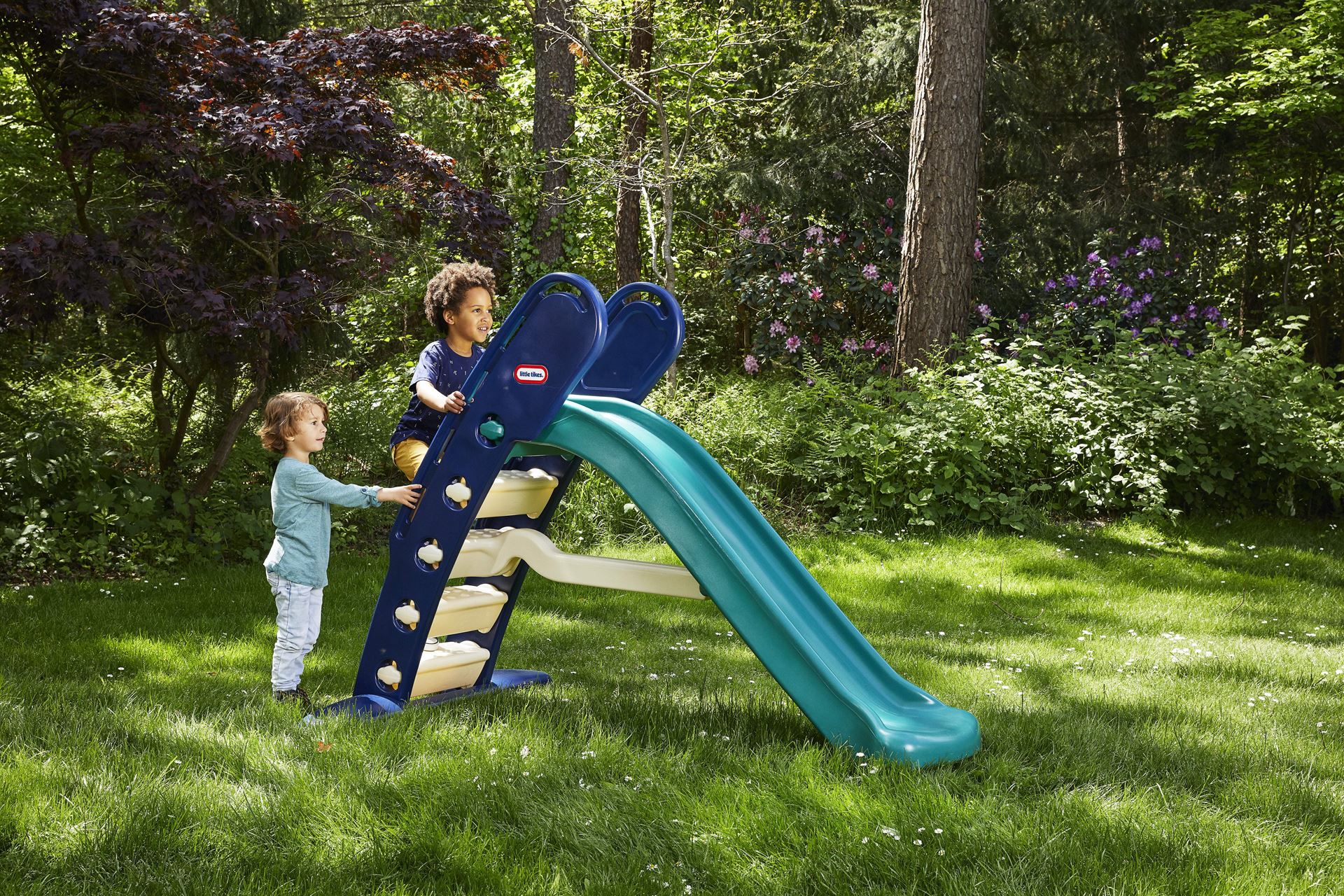 Little-Tikes-glijbaan-Giant-slide-jungle-125cm-hoog-blauw-groen