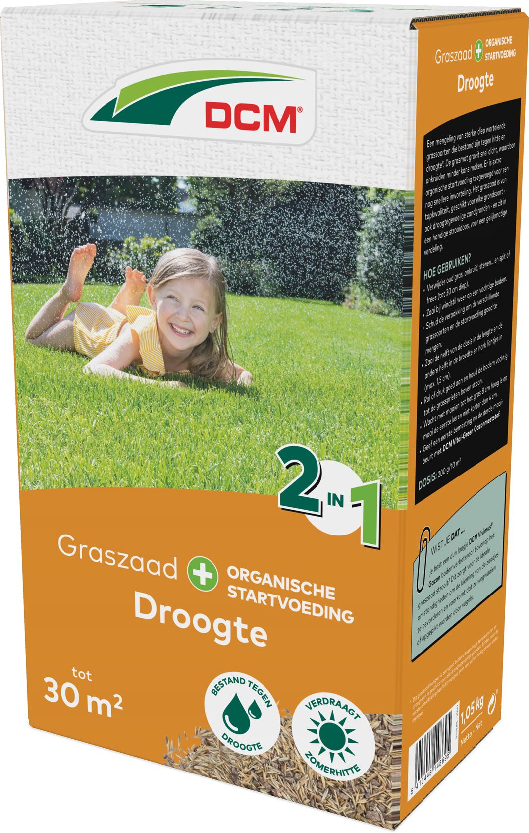 DCM graszaad 1,05kg tot 30m² - 2-in-1 Droogte Plus incl. organische startvoeding - bestand tegen hitte en droogte