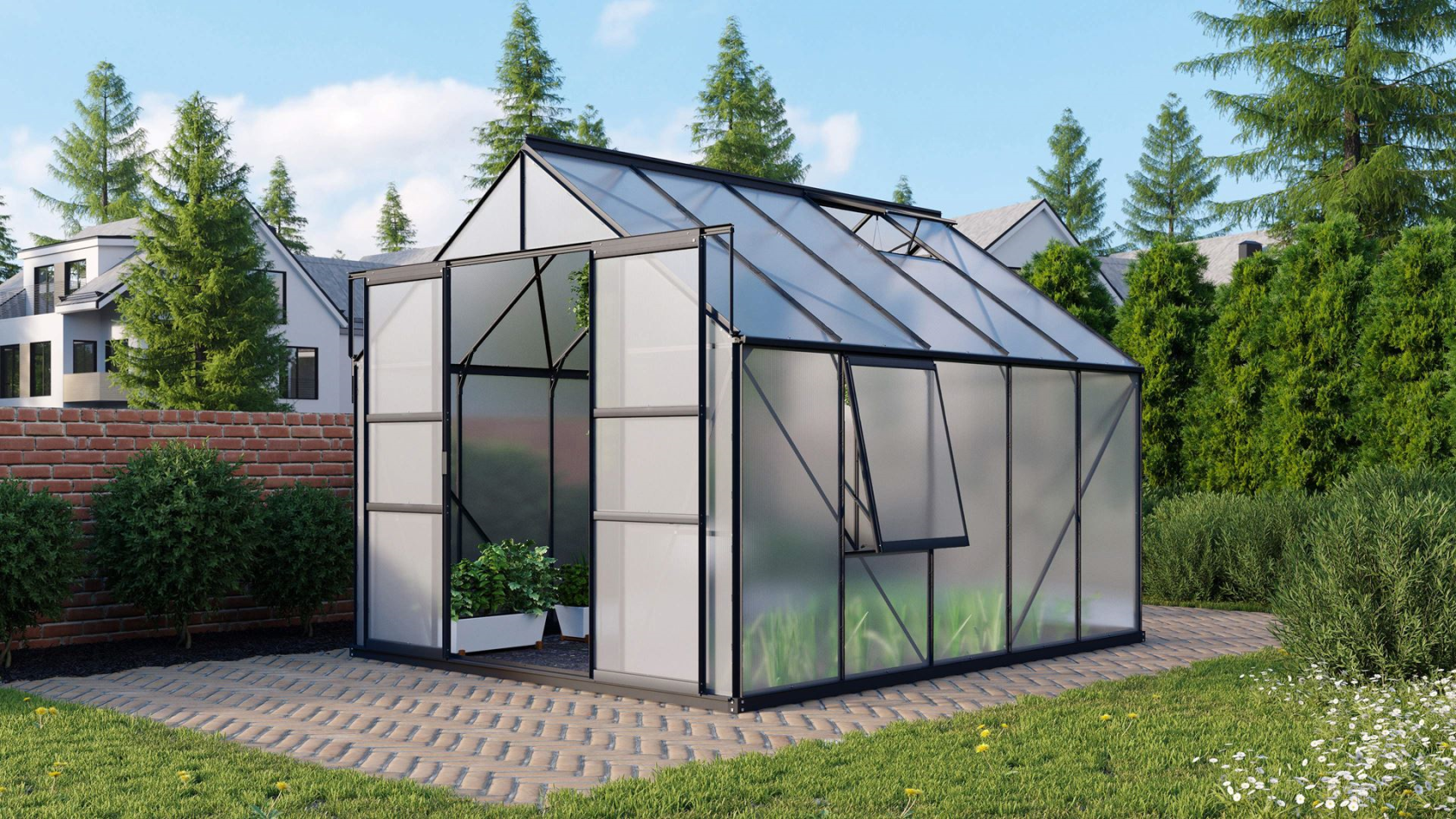 Vitavia Meridian 2 serre - 8,3m² - met 4 mm polycarbonaat - Zwart