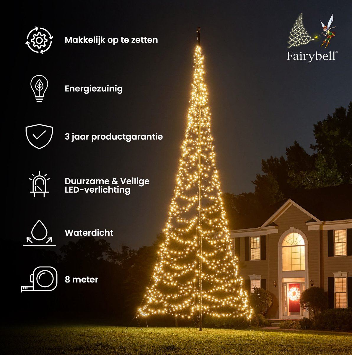 Fairybell-kerstverlichting-kerstboom-8M-hoog-1500-LED-lampjes-in-warmwitte-kleur
