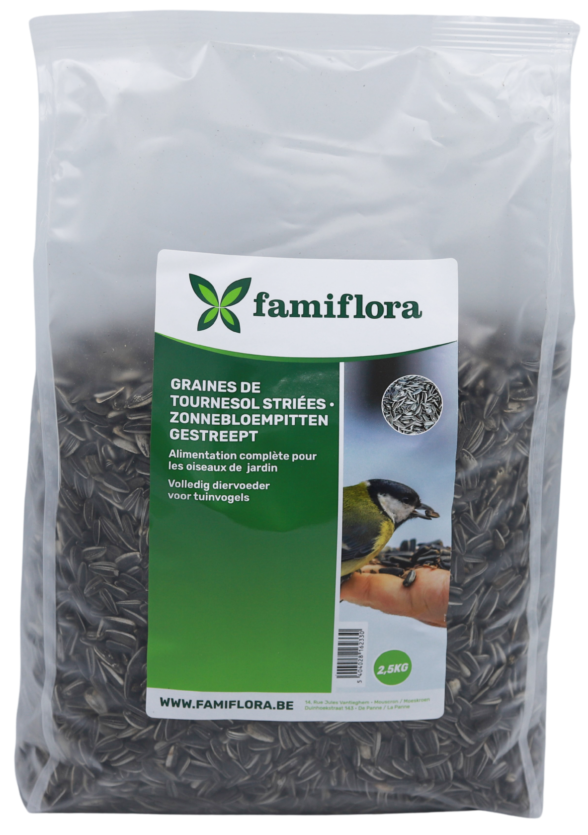 Famiflora Graines de tournesol striées - 2.5kg - Nourriture classique pour oiseaux - Haute énergie - Nourriture pour oiseaux de jardin - Nourriture d'hiver