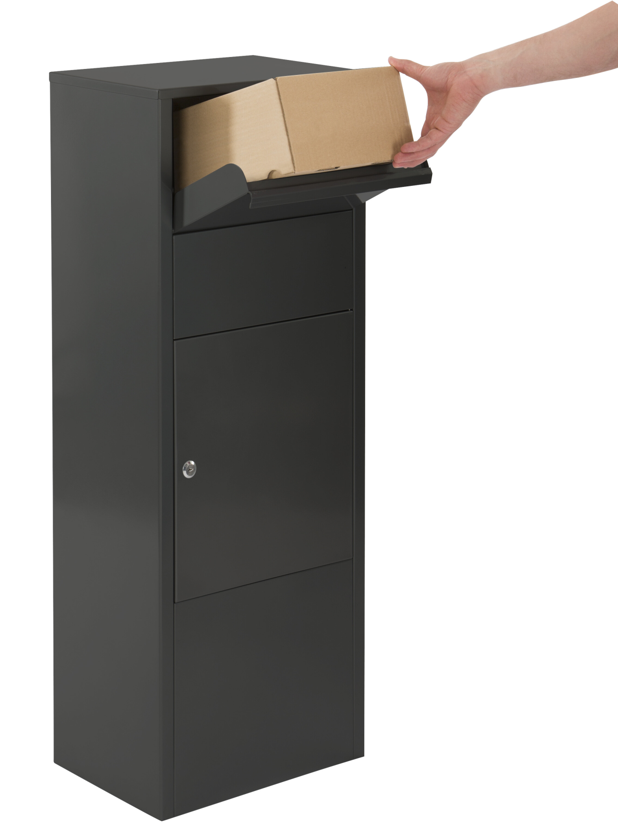 Practo Garden hannover matte black matte black - Freestanding package mailbox - 27x39x105cm - RAL 9005 MAT