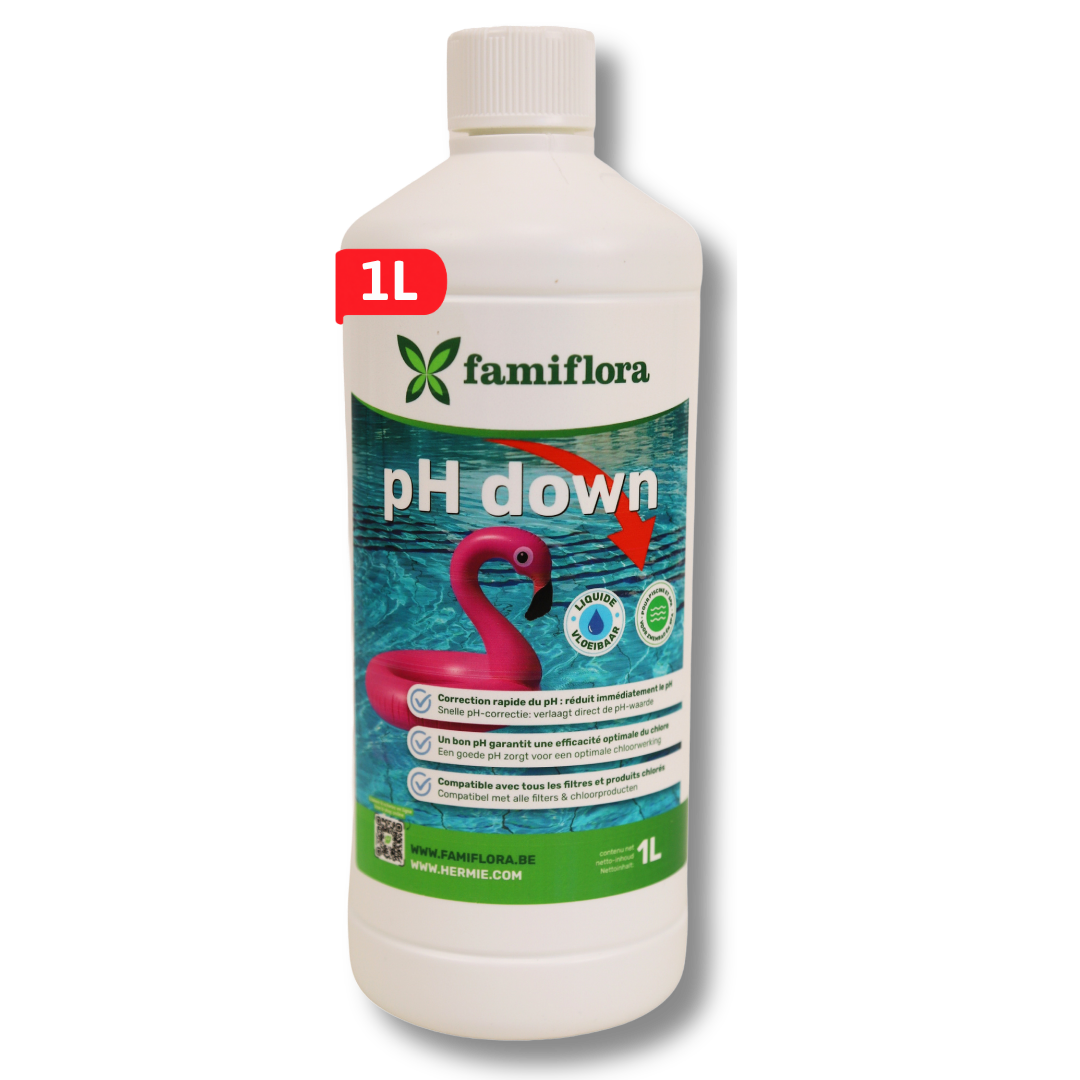Famiflora pH-minus liquide 1L - abaisse le niveau de pH de votre piscine ou spa !