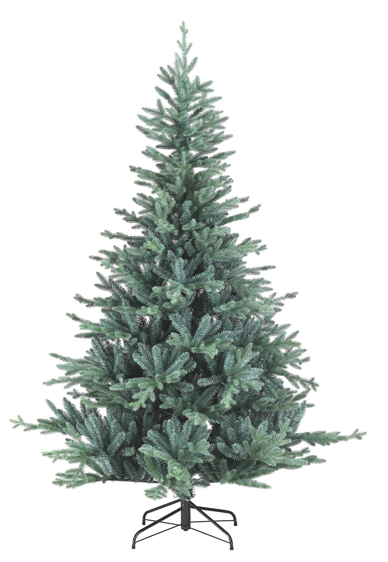 Sapin de Noël artificiel Nebraska Blue Hinged - 210 cm - Bleu - Ø122 cm - 1000 pointes - Base en métal