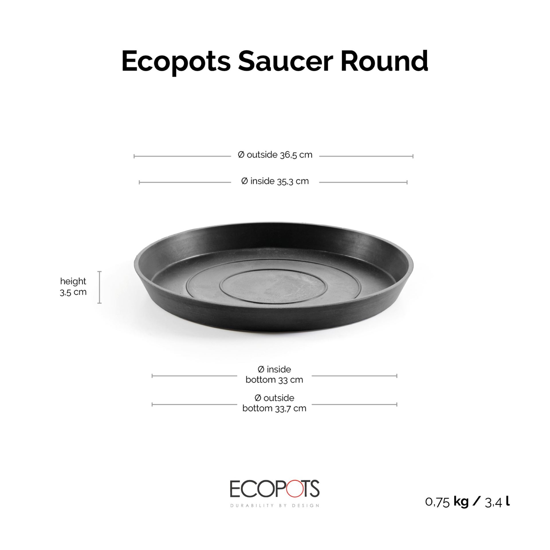 Ecopots-onderschotel-rond-dark-grey-40-cm-H3-5-cm