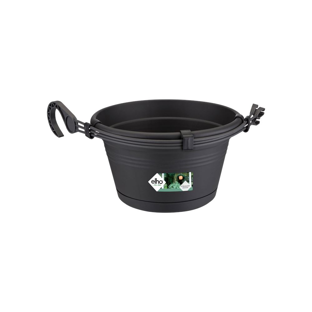 elho Green Basics Bol suspendu 28 - Living black (Black) - L 37 x L 29 x H 17 cm - Idéal pour le balcon et l'extérieur - 100% recyclé