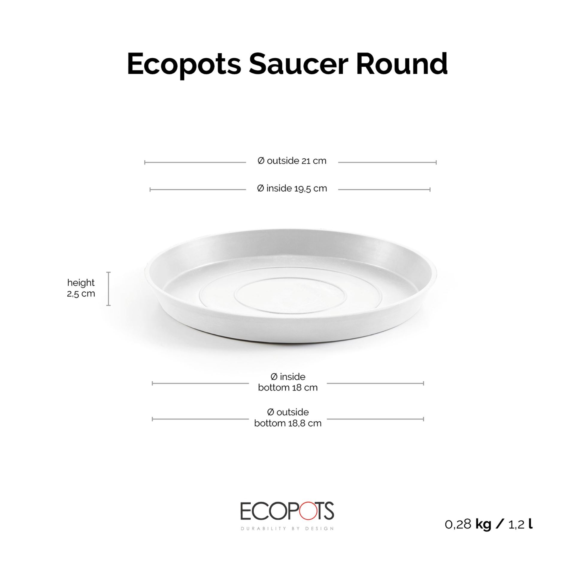 Ecopots-onderschotel-rond-pure-white-25-cm-H2-5-cm