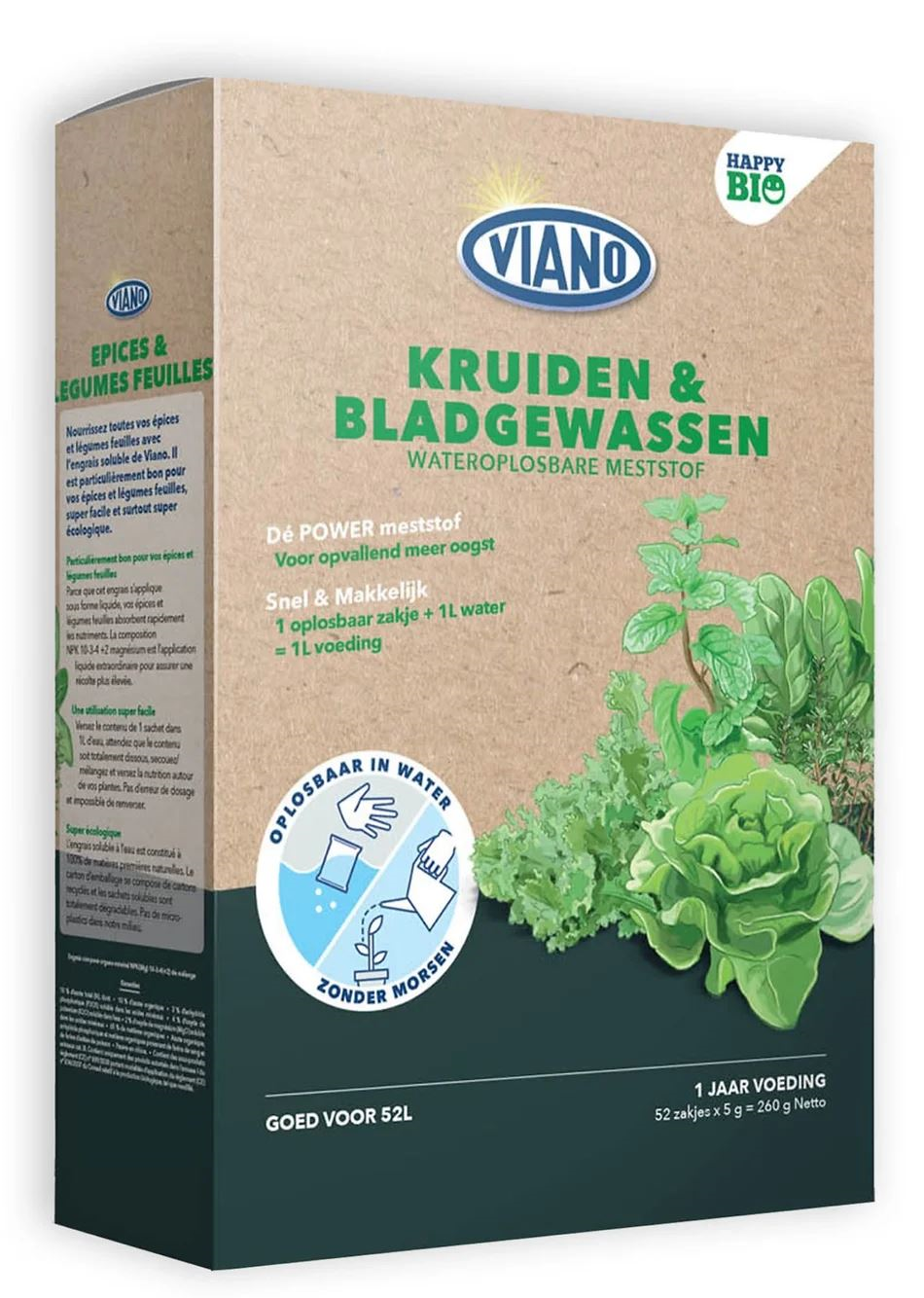 Viano wateroplosbare BIO meststof voor kruiden & bladgewassen