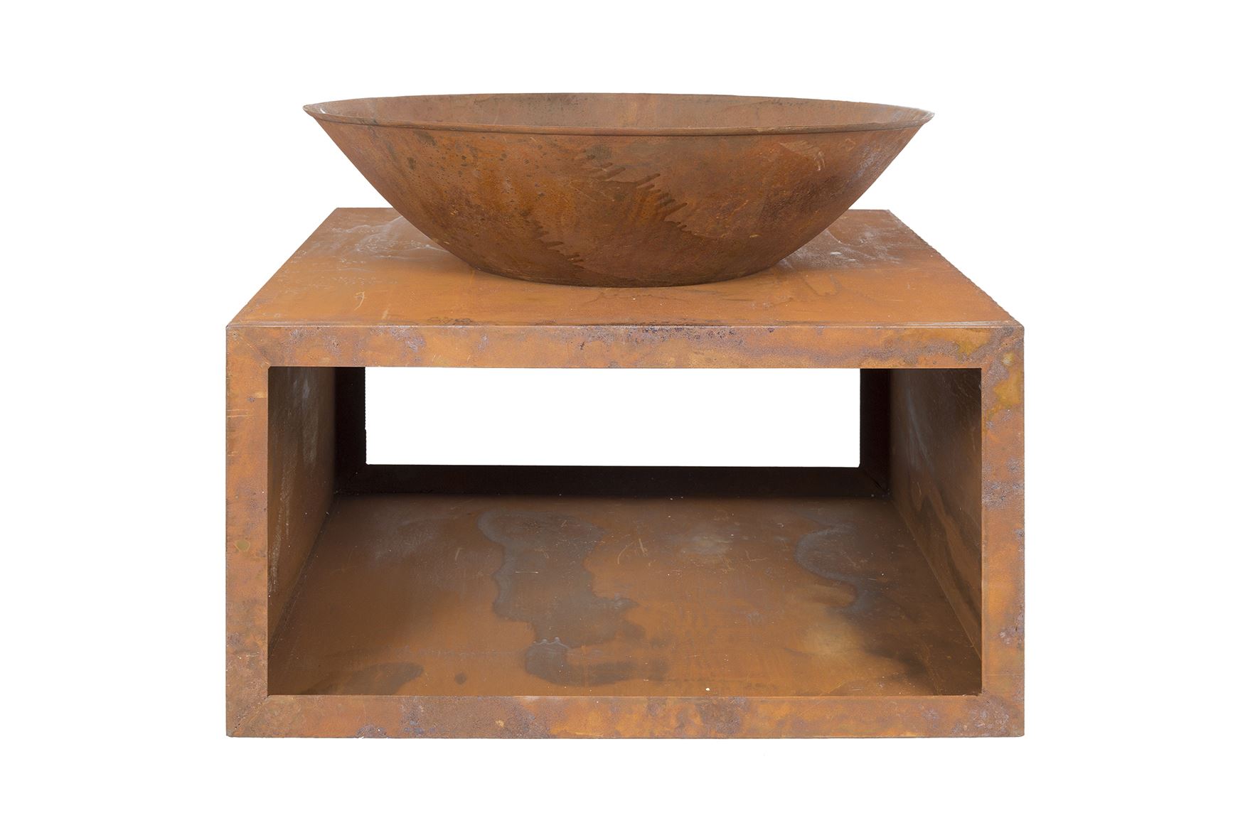 La Hacienda vuurschaal Moho - Roest metalen vuurschaal met houtopslag - Ø56 cm