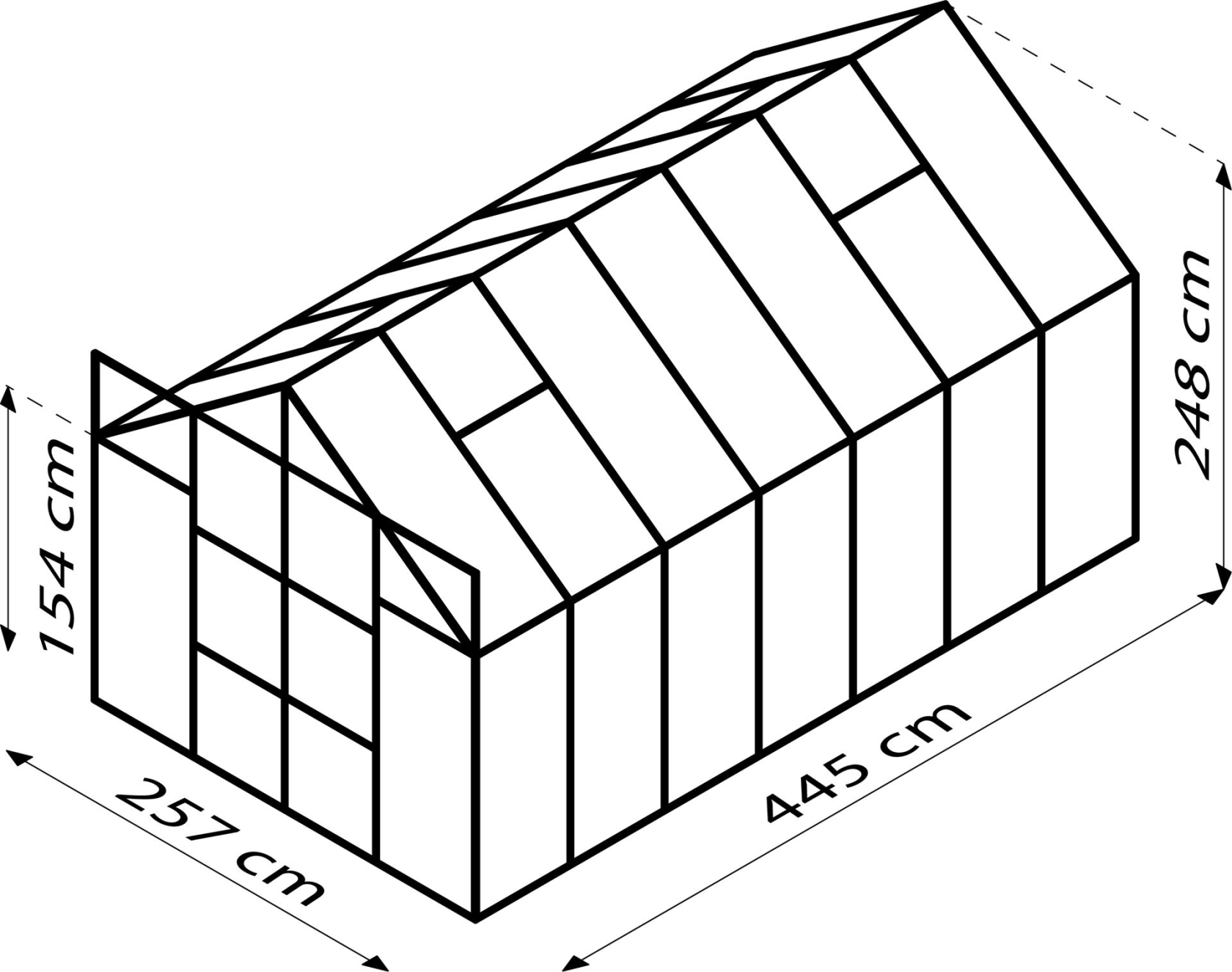 Serre Vitavia Uranus 11.5m² avec polycarbonate 6 mm - Noir - Avec double porte coulissante (L120 cm) et fondation