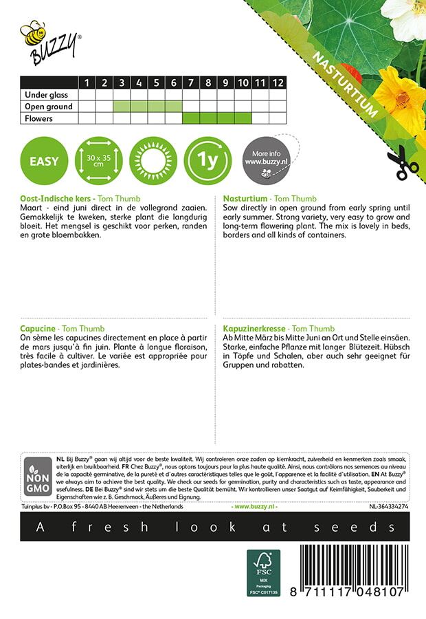 Buzzy-Tropaeolum-Oost-Indische-kers-Tom-Thumb-gemengd