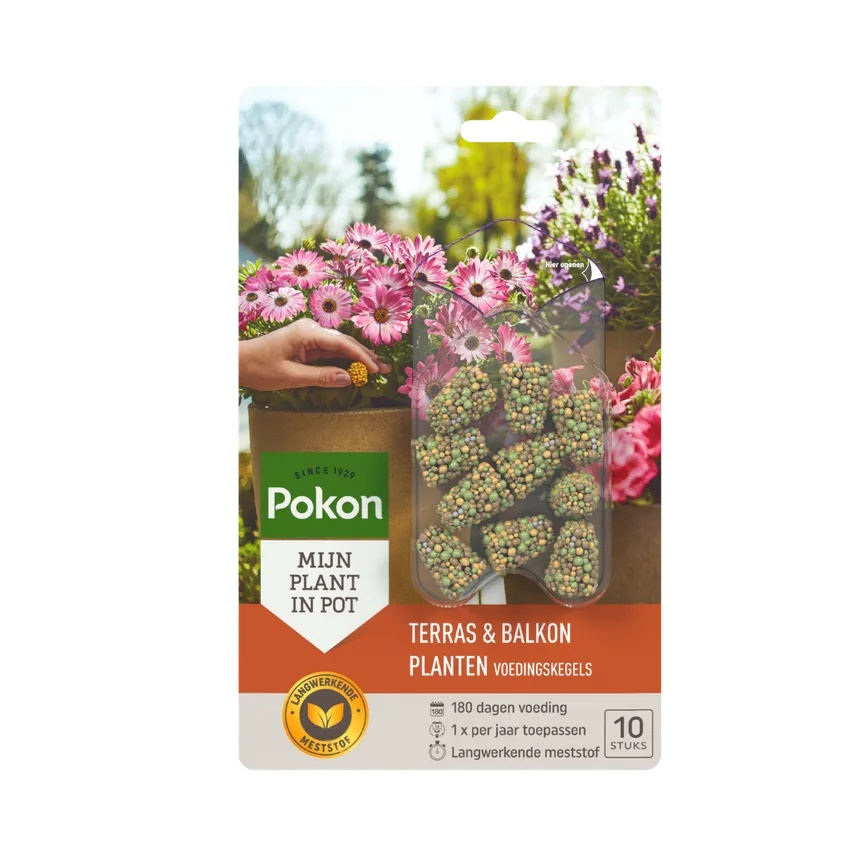 Pokon Terras & Balkon Planten Voedingskegels - 10 stuks - 180 Dagen Voeding