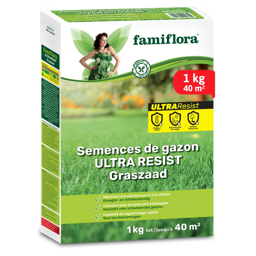 Famiflora graine de gazon 1kg jusqu'à 40m² - Ultra Resist - polyvalent