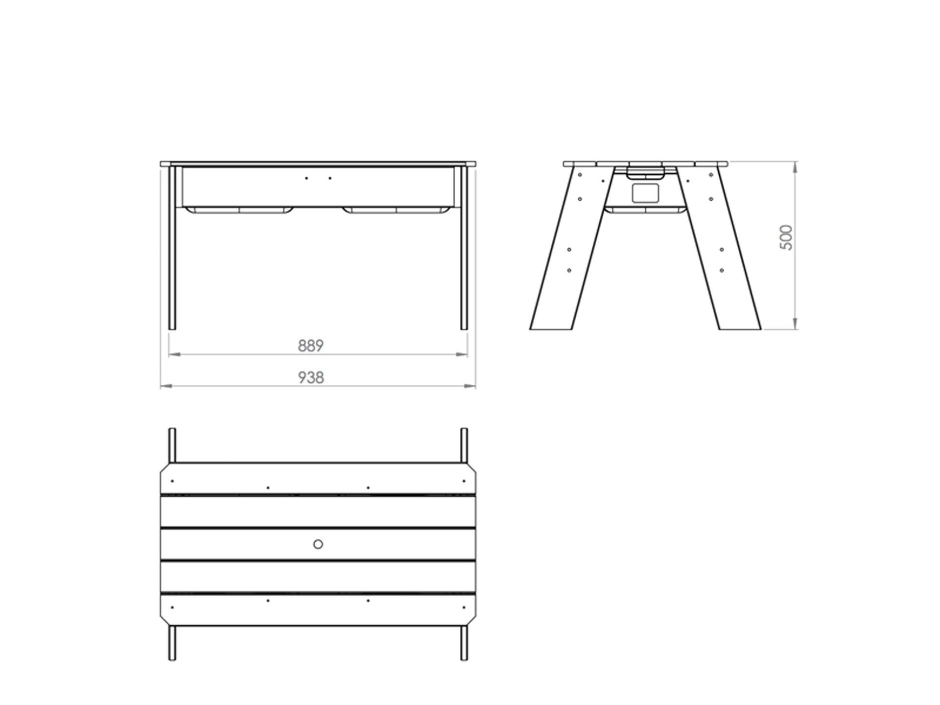 EXIT-Aksent-zand-en-watertafel-met-parasol-en-tuingereedschap