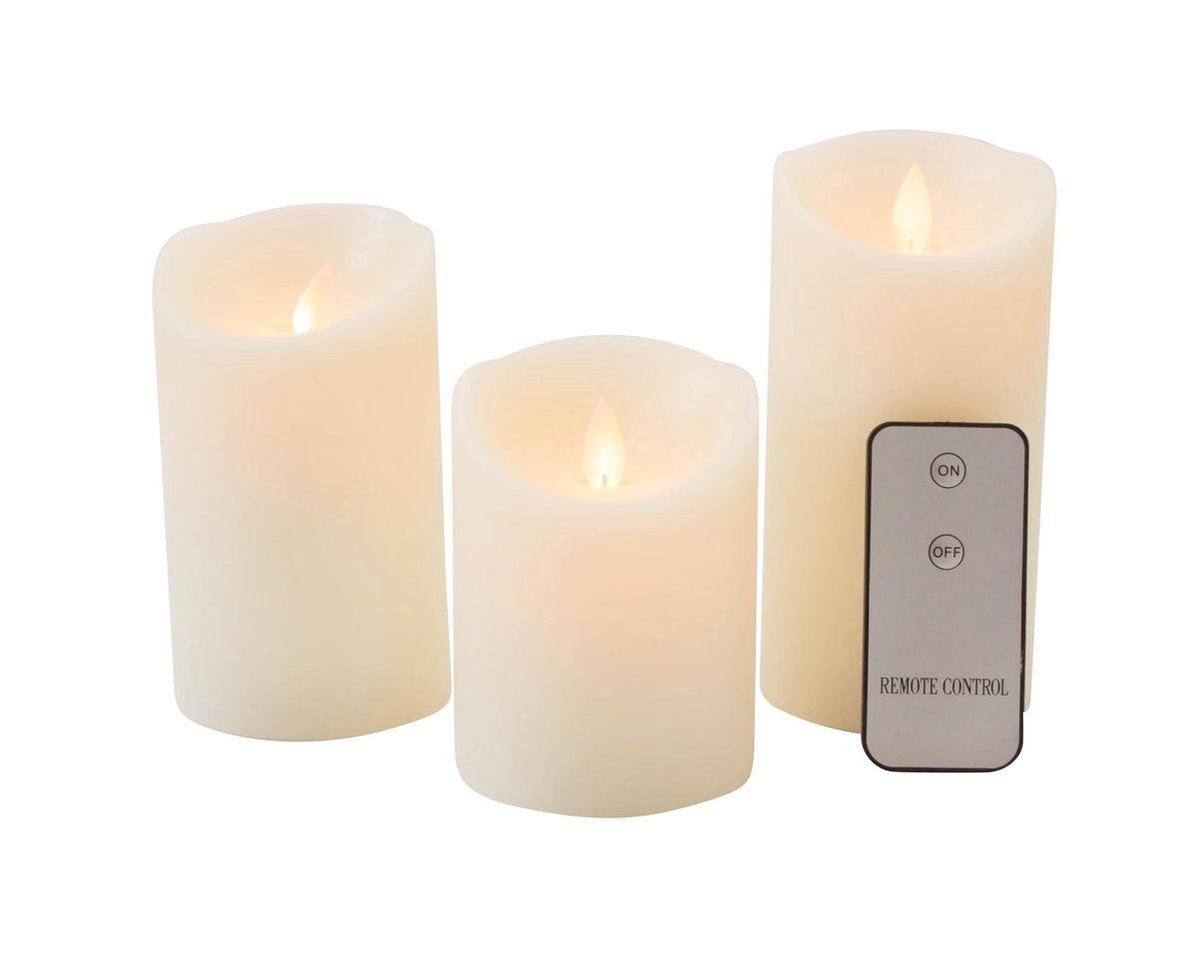 Kaars-Rustiek-3stuks-vlameffect-ivoor
