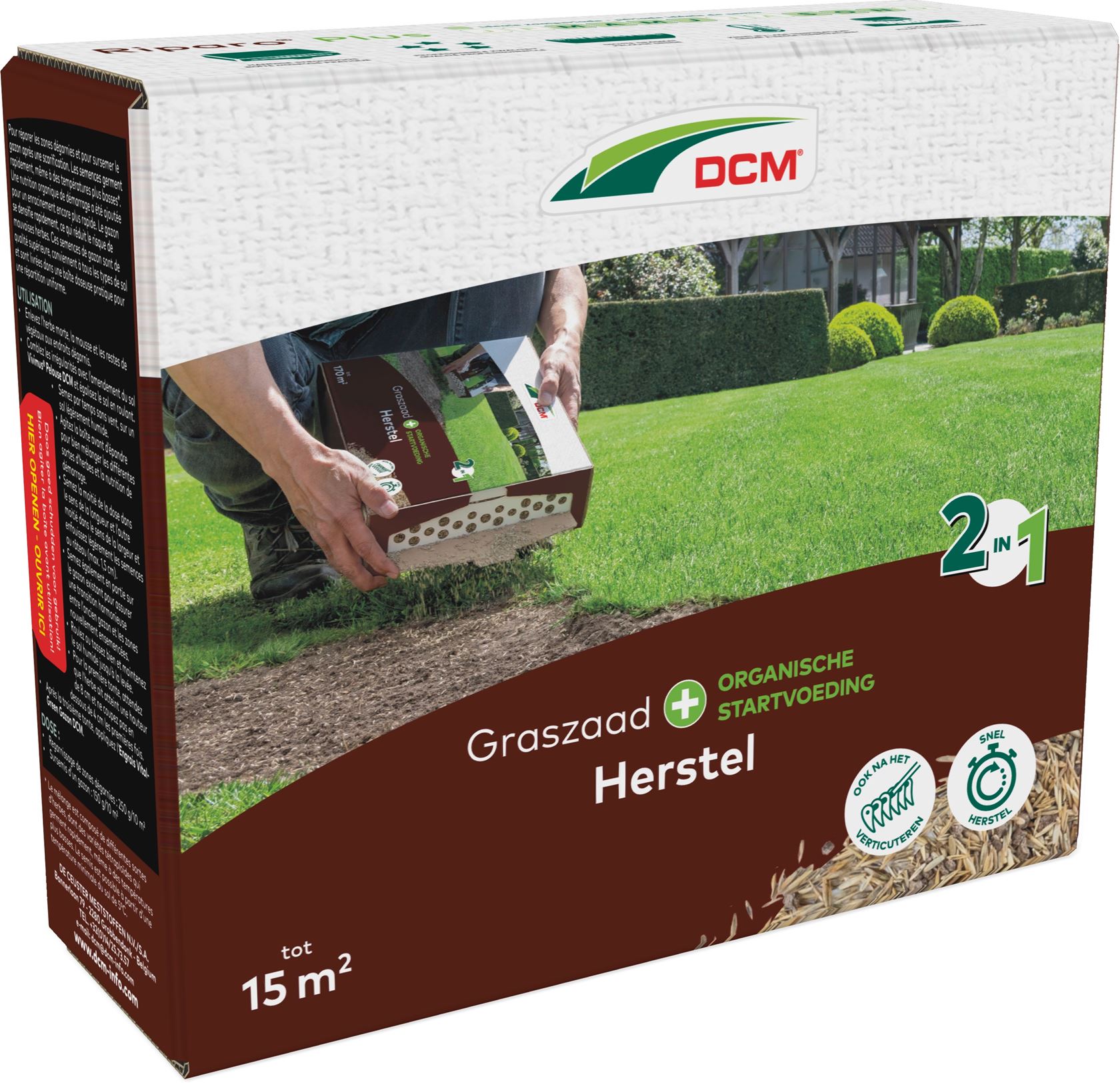 DCM graszaad 2-in-1 Herstel Plus incl. organische startvoeding - kale plekken herstellen - 225g tot 15m²