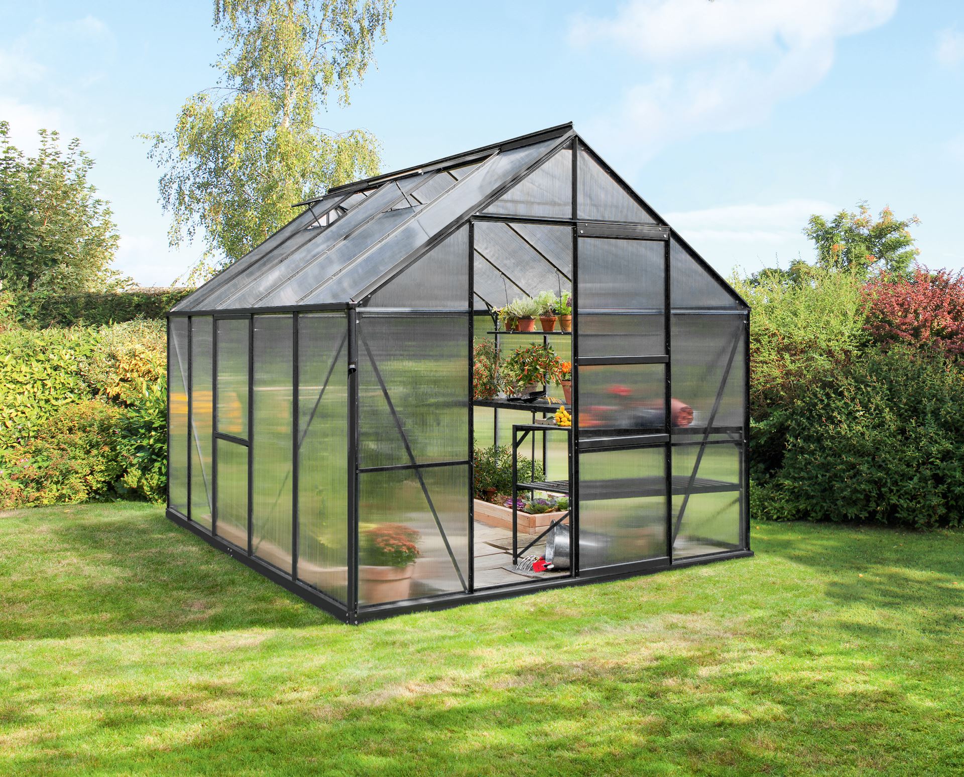 Meridian-1-8300-HKP4mm-zwart-Polycarbonaat-serre-Vrijstaand-B254-4-x-L316-6-x-H231-8-cm