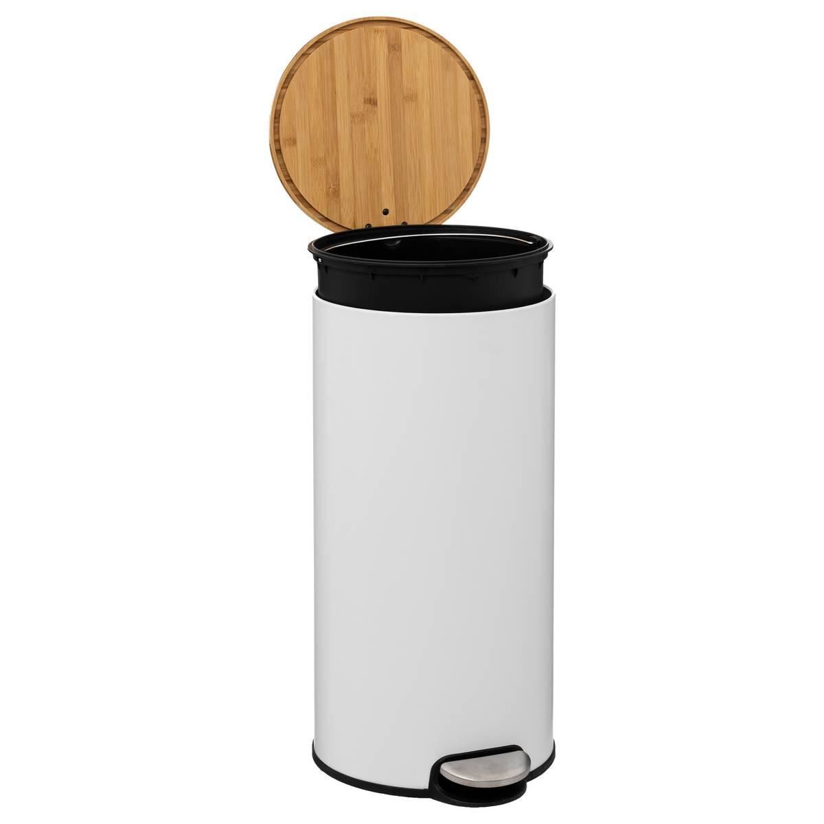 Pedaalemmer-30L-37x29x59cm-metaal-bamboe-wit