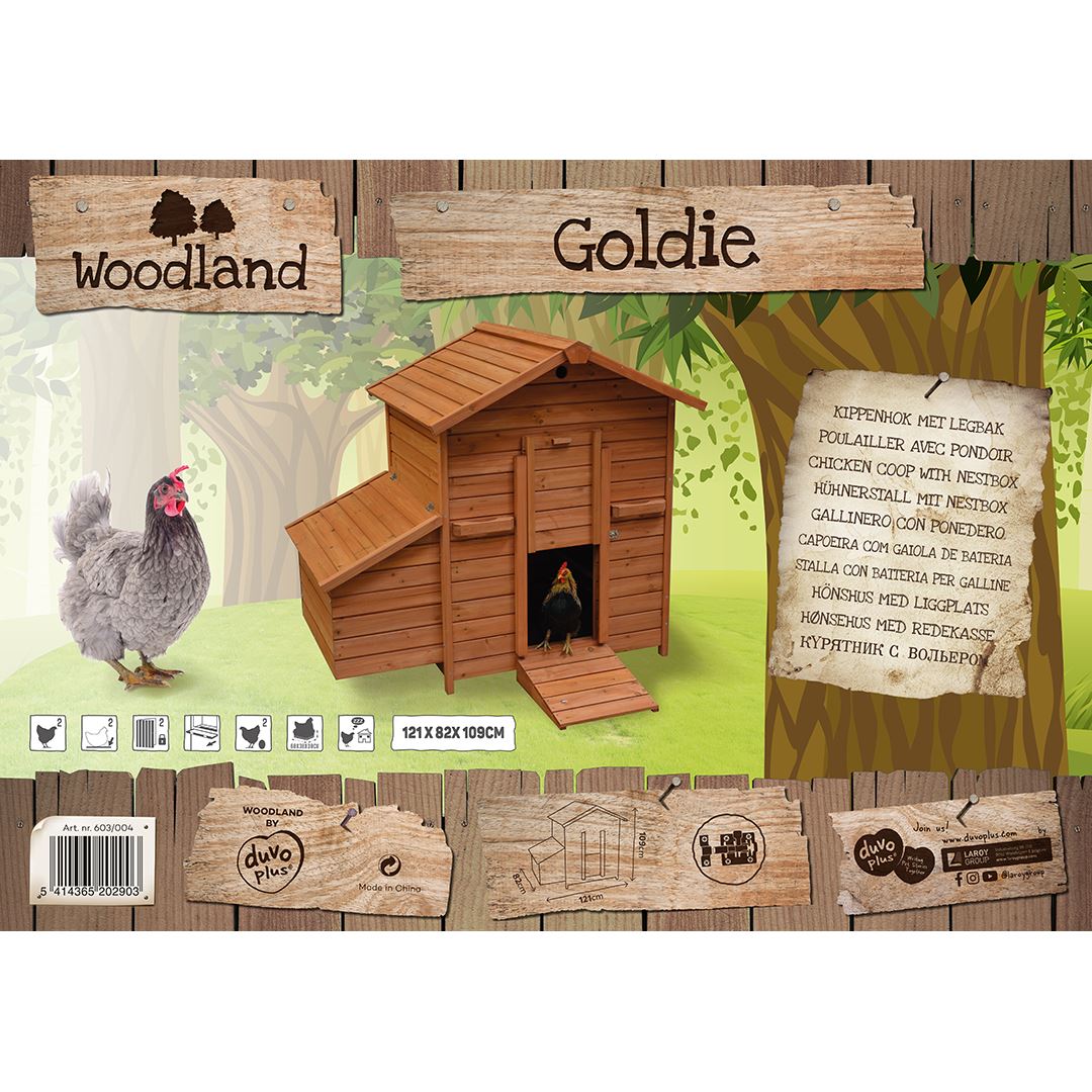 Woodland-kippenhok-GOLDIE-121x81-6x109cm-Bruin-Rood
