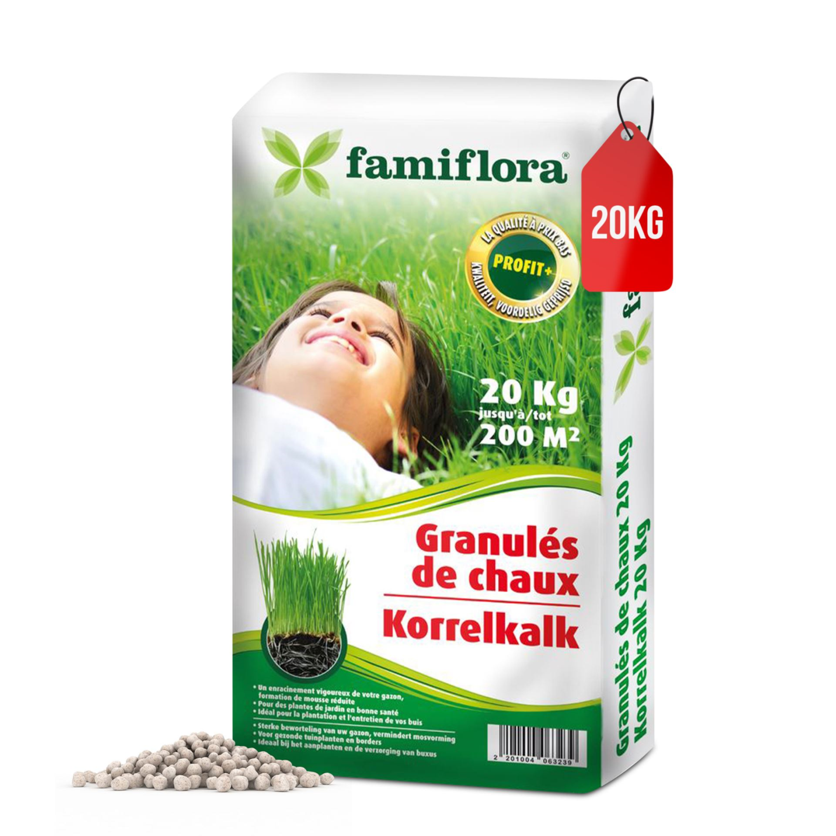 Famiflora granular lime - 20 kg up to 200 m² - for lawn