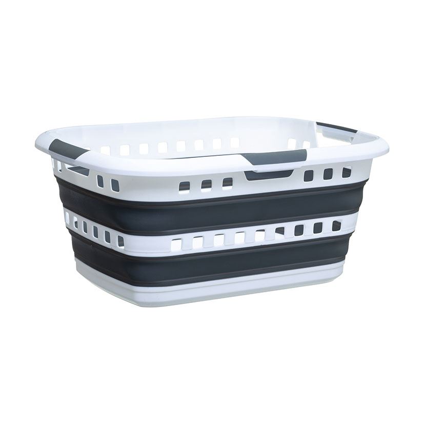 Wasmand 45L uitplooibaar wit grijs