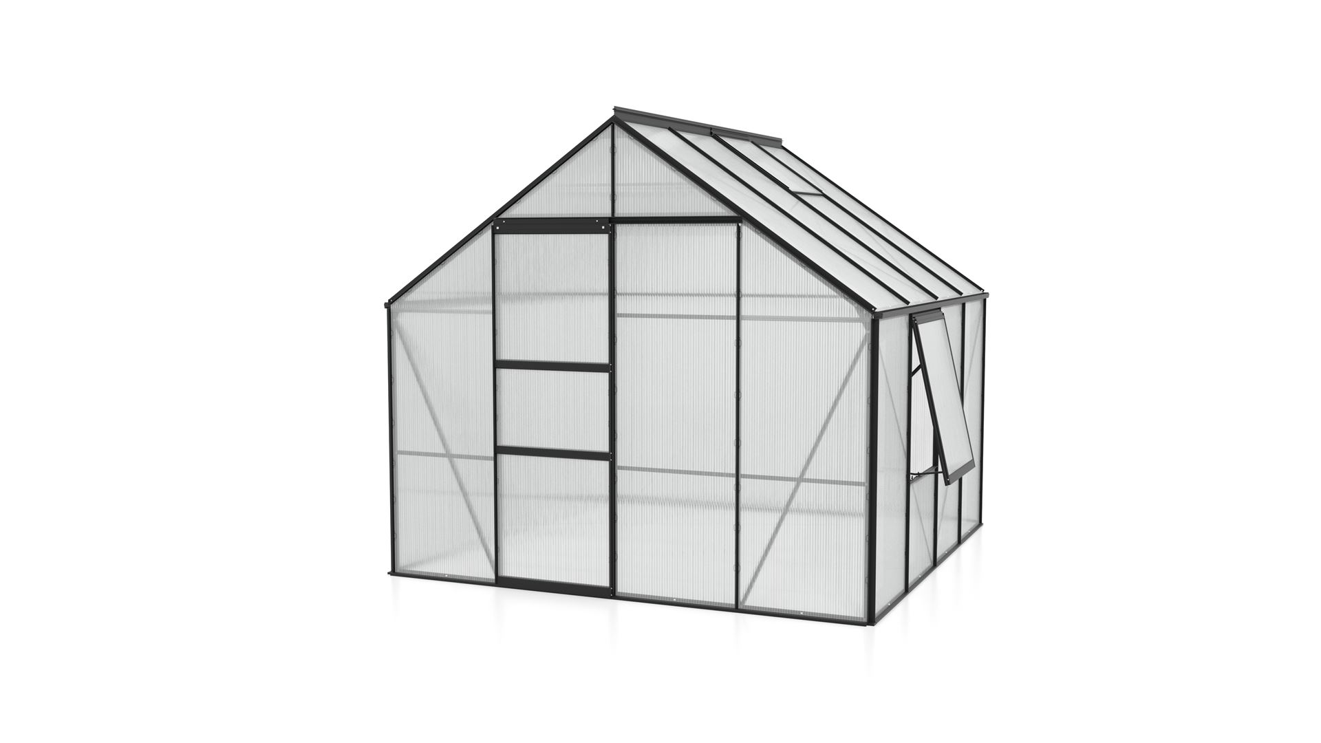 Meridian-1-6700-HKP4mm-zwart-Polycarbonaat-serre-Vrijstaand-B254-4-x-L254-4-x-H231-8-cm