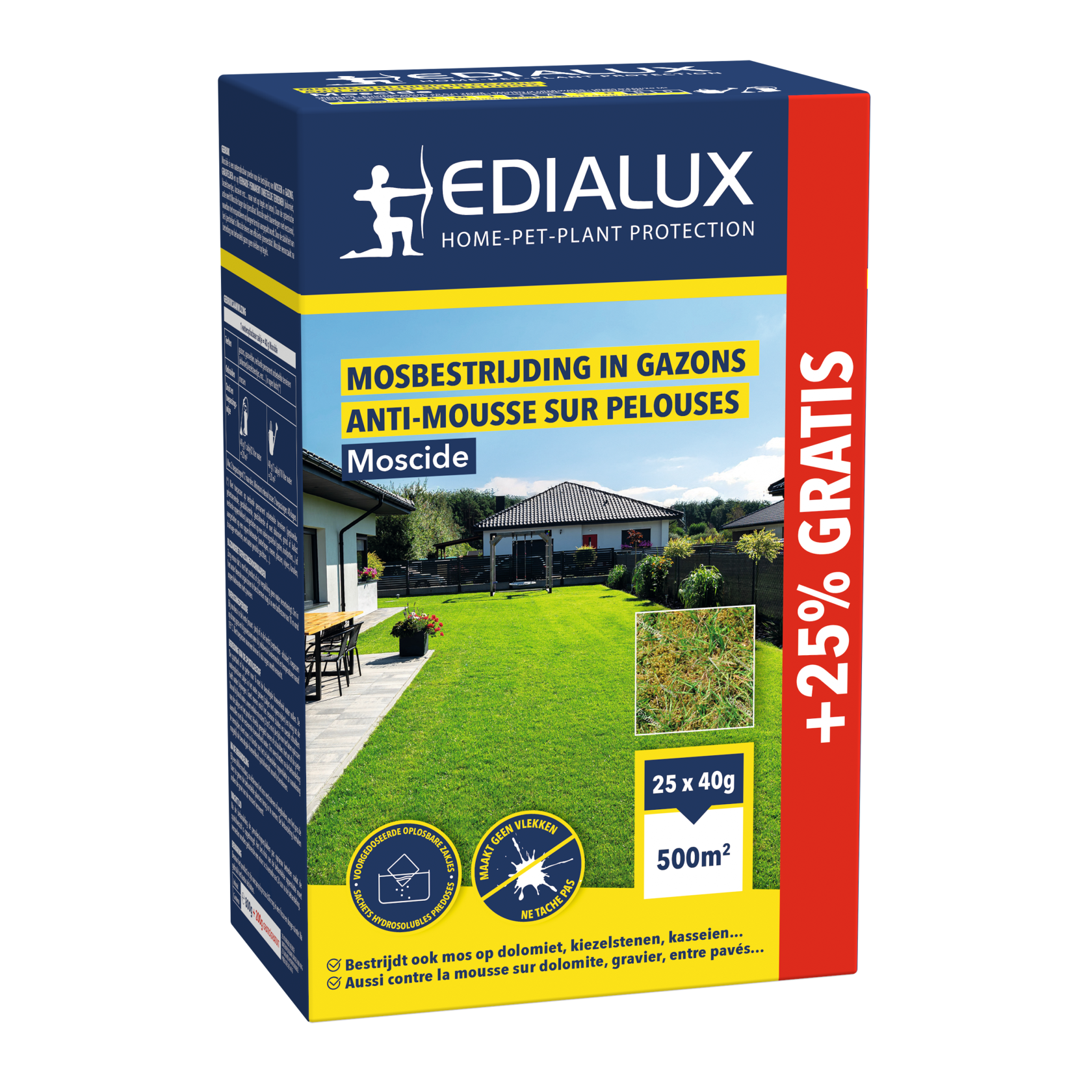 Edialux - Moscide - 1kg - tegen mossen in gazon en opritten
