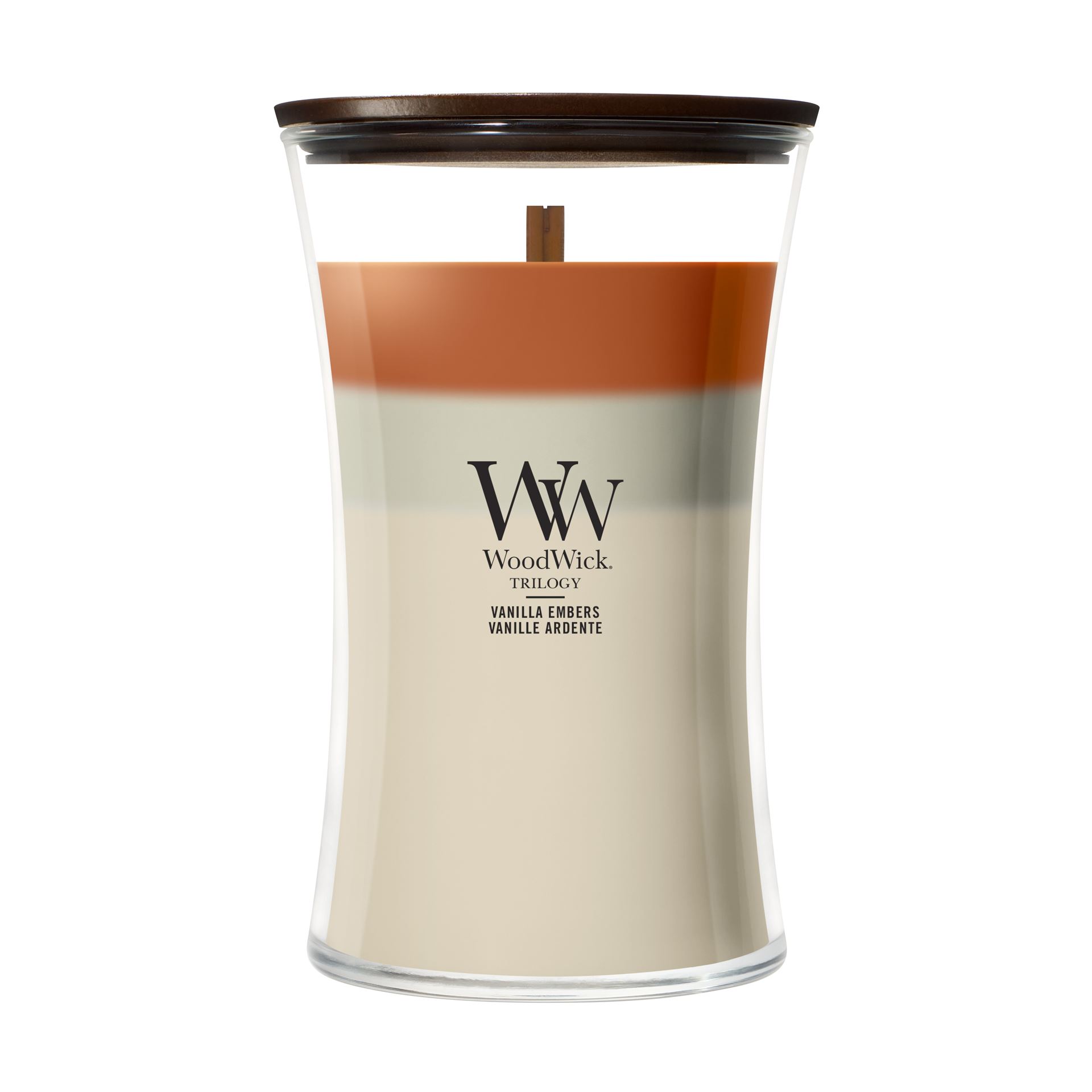 Bougie parfumée WoodWick - Large Trilogy Hourglass - Vanilla Embers