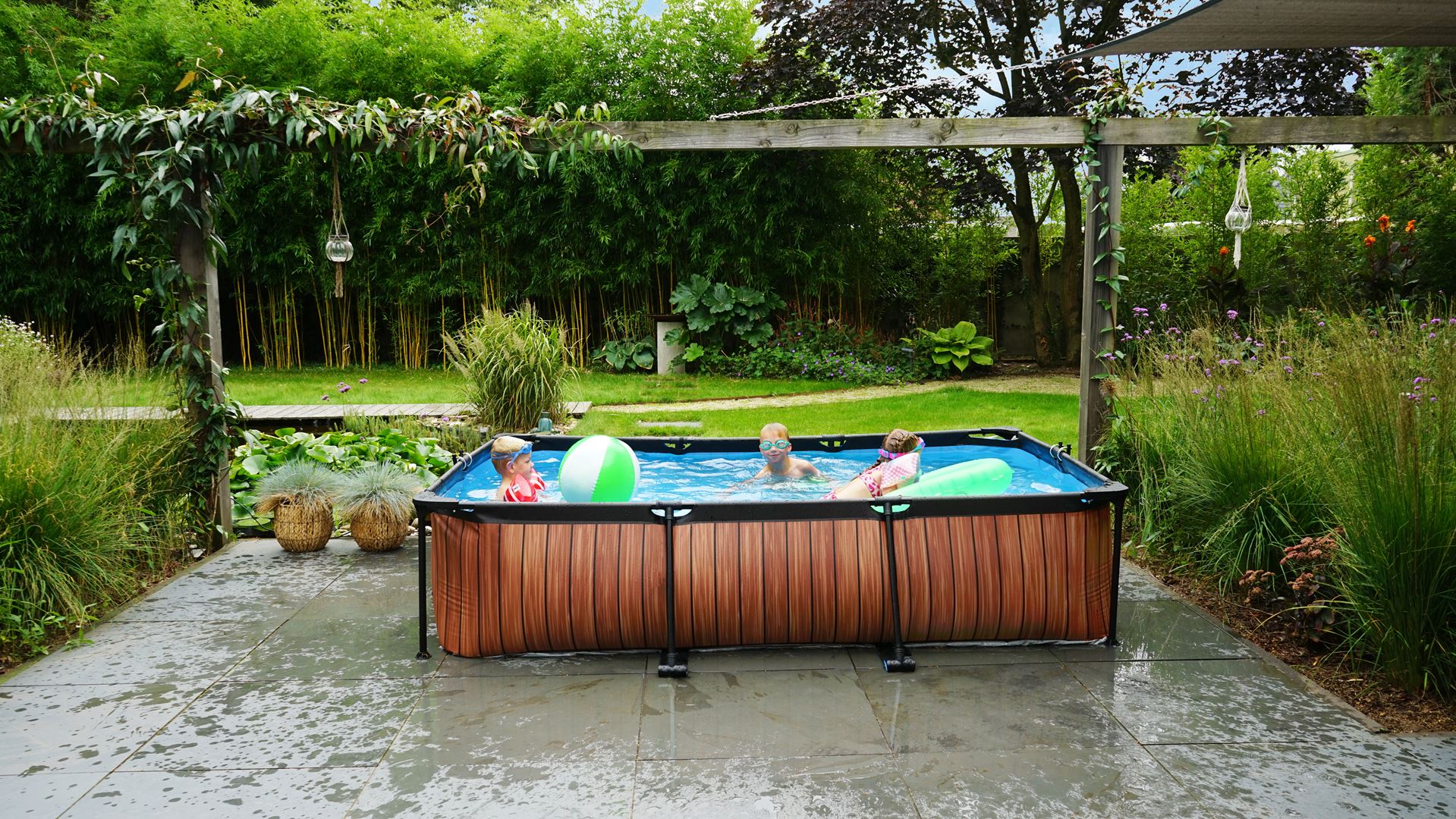 EXIT-Lime-zwembad-300x200x65cm-met-filterpomp-groen