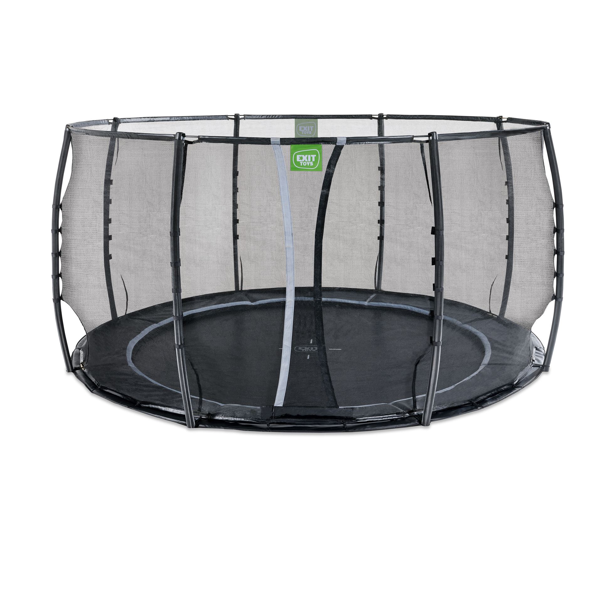 EXIT-Dynamic-groundlevel-trampoline-427cm-met-veiligheidsnet-zwart