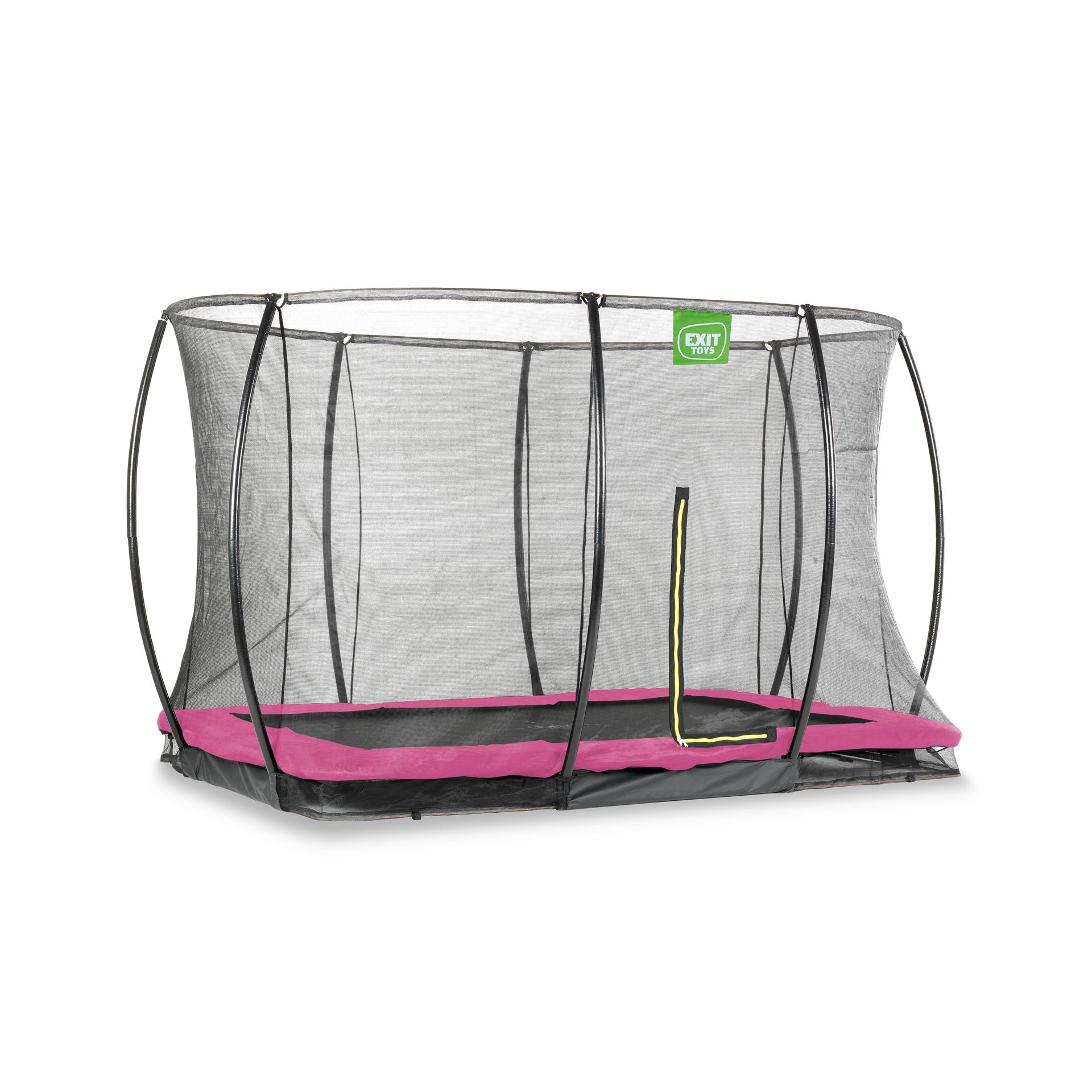 EXIT-Silhouette-inground-trampoline-214x305cm-met-veiligheidsnet-roze